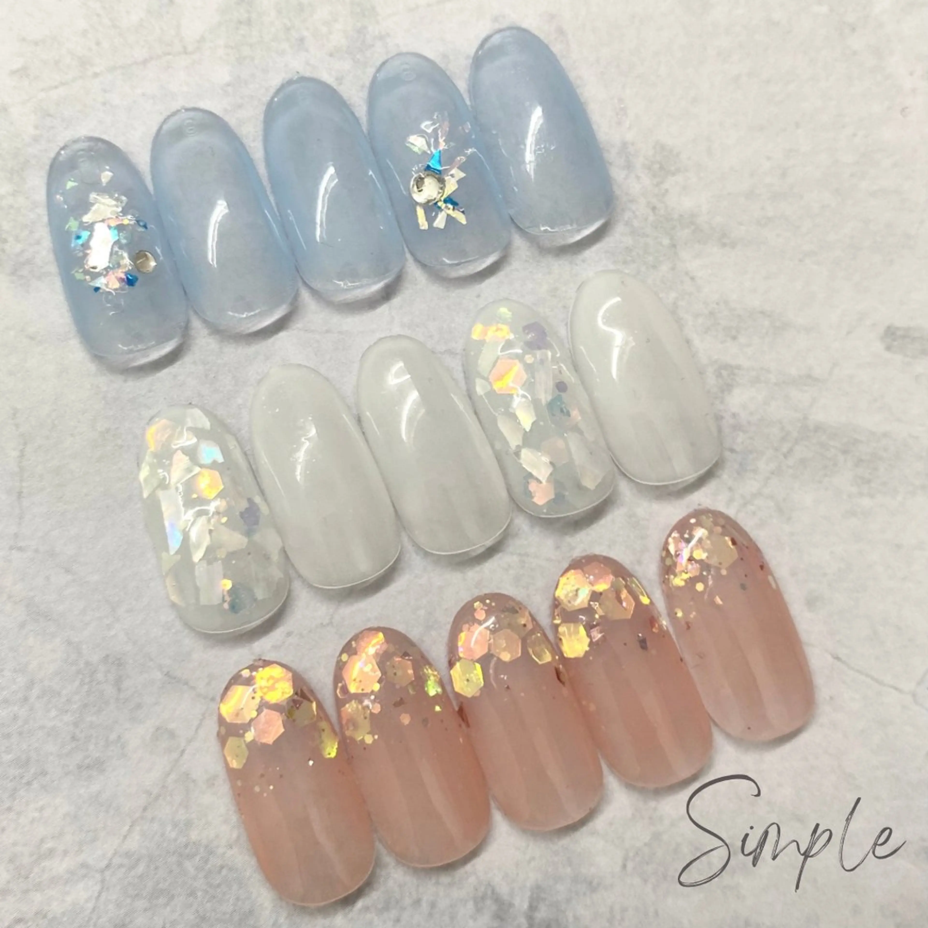 ネイル オーロラネイル クリアネイル 韓国ネイル オフィスネイル Aoi💅🏻 表参道のネイルデザイン
