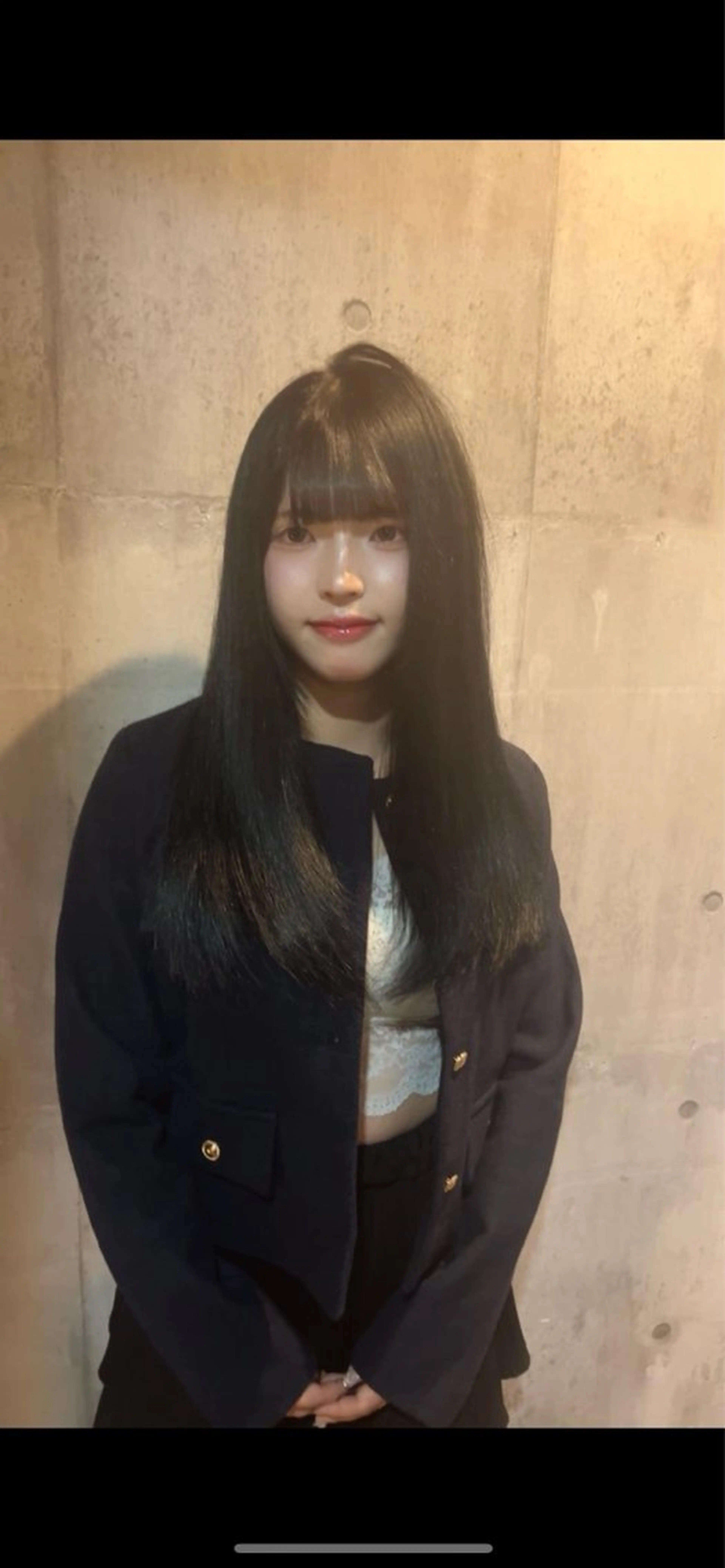 セミロング カラー 黒髪 ブルーカラー ブルーブラック Nagi ブリーチモデル募集のヘアスタイル