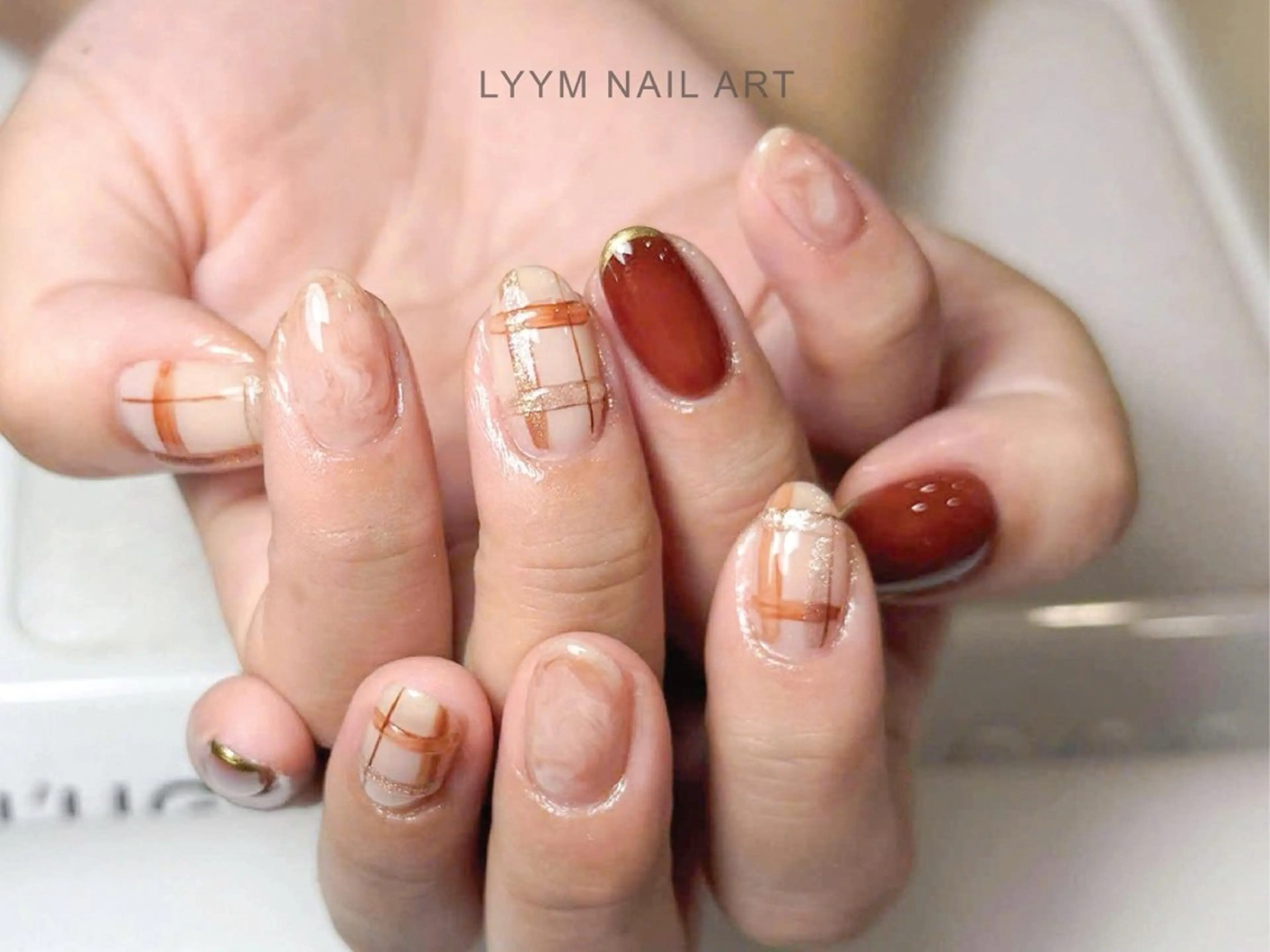 ネイル ブラウン 韓国ネイル ハンドネイル LYYM Nail Salonのネイルデザイン