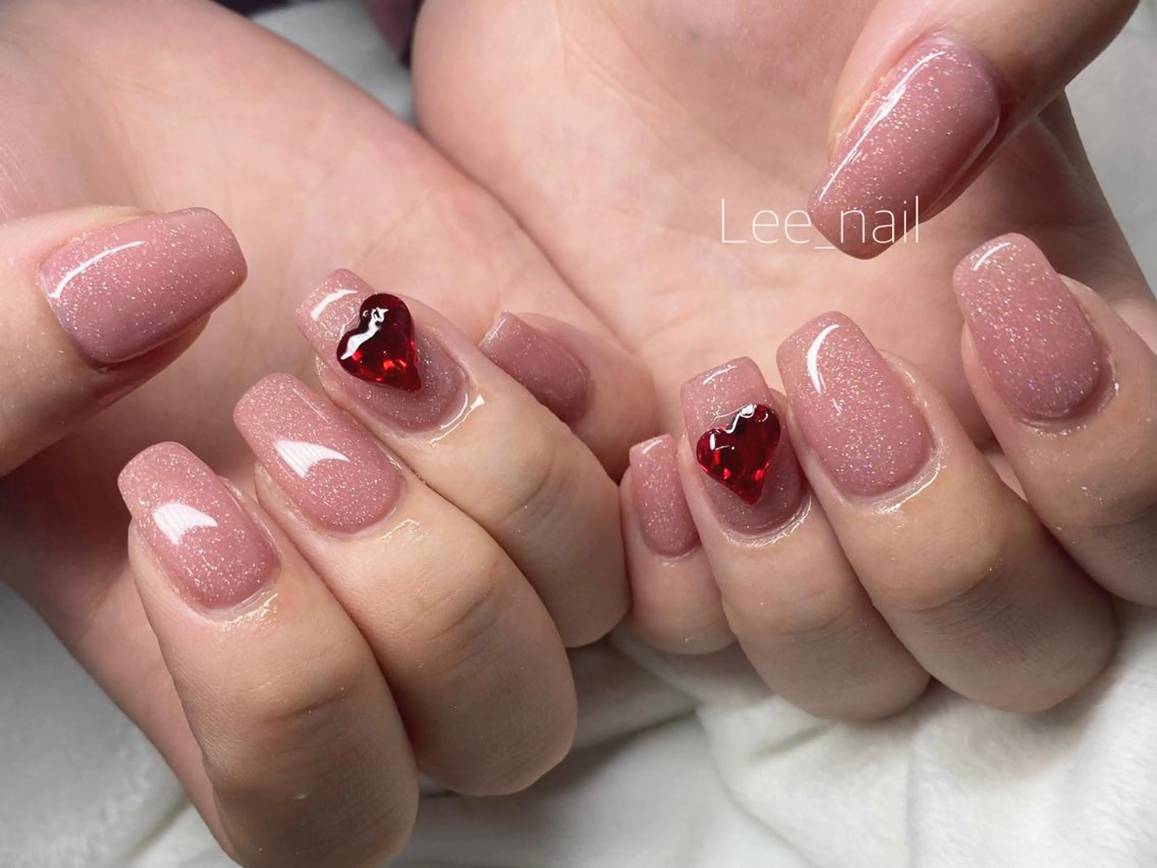 ネイル ハート ワンカラーネイル ハンドネイル Lee_ nailのネイルデザイン