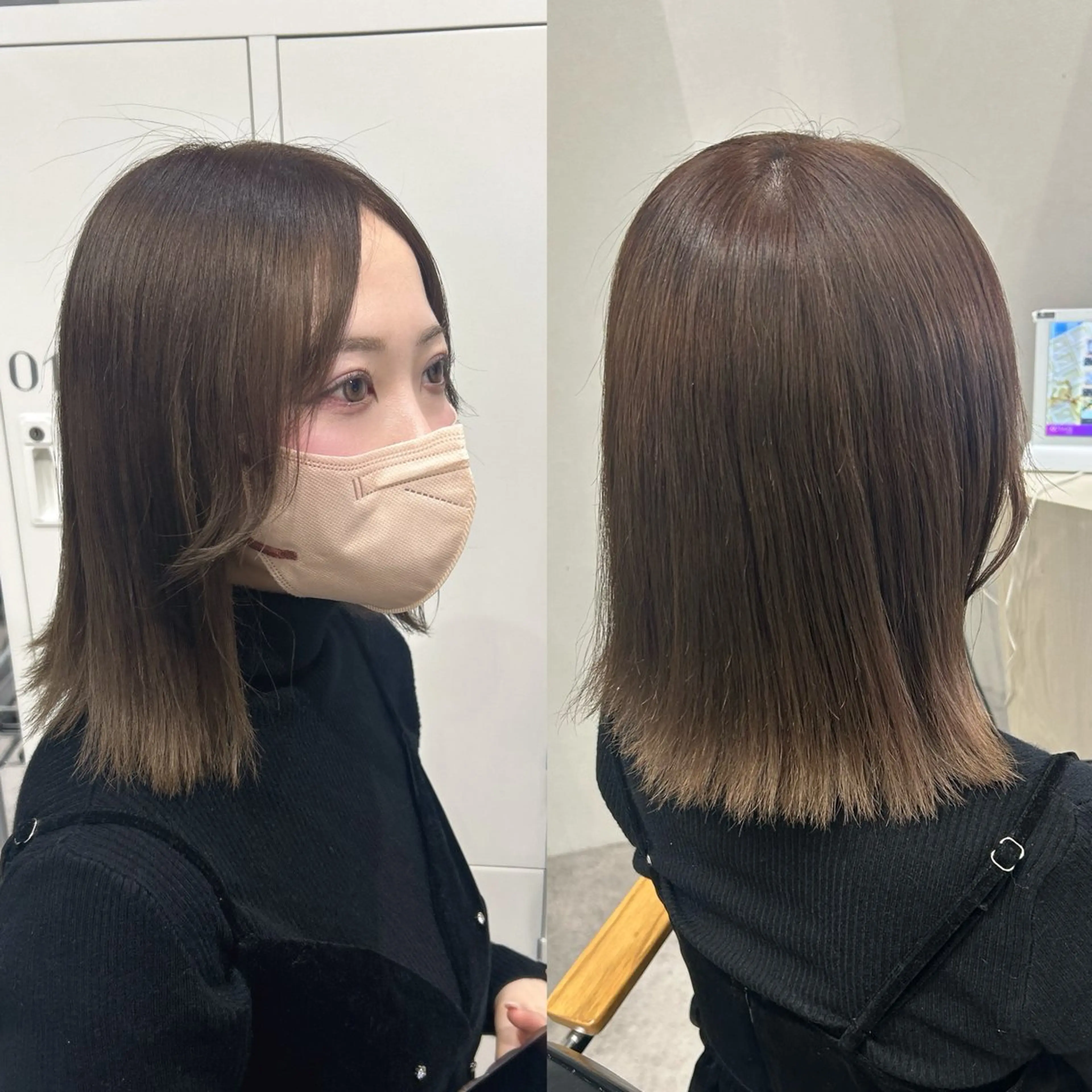 ミディアム カラー ヘアアレンジ ブリーチ ヘアカラー ボブ /ニュアンス/ satomi🧸💖のヘアスタイル