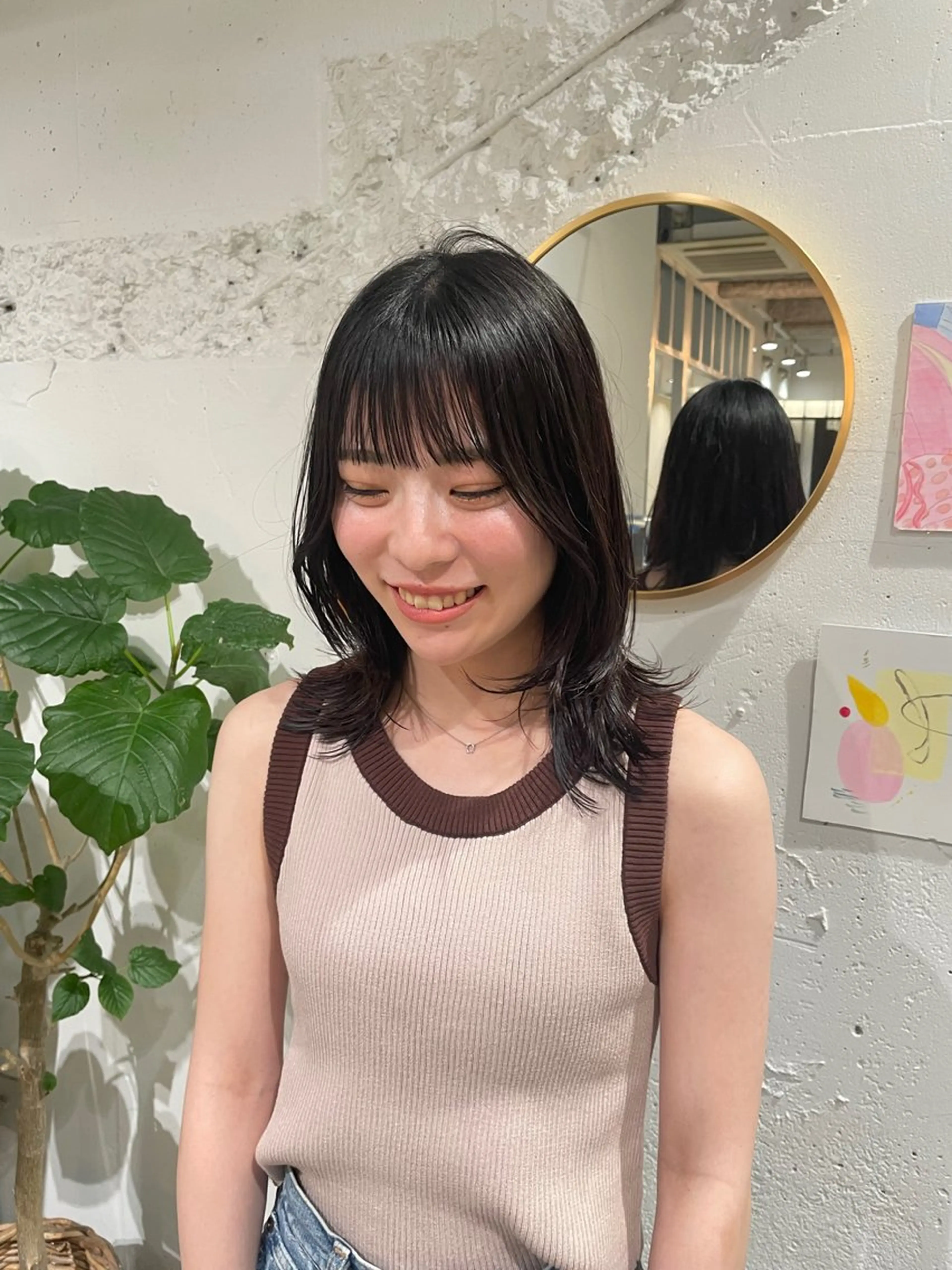 ミディアム くびれヘア レイヤーカット yearn所属・naho✂︎bob/ layerのヘアスタイル