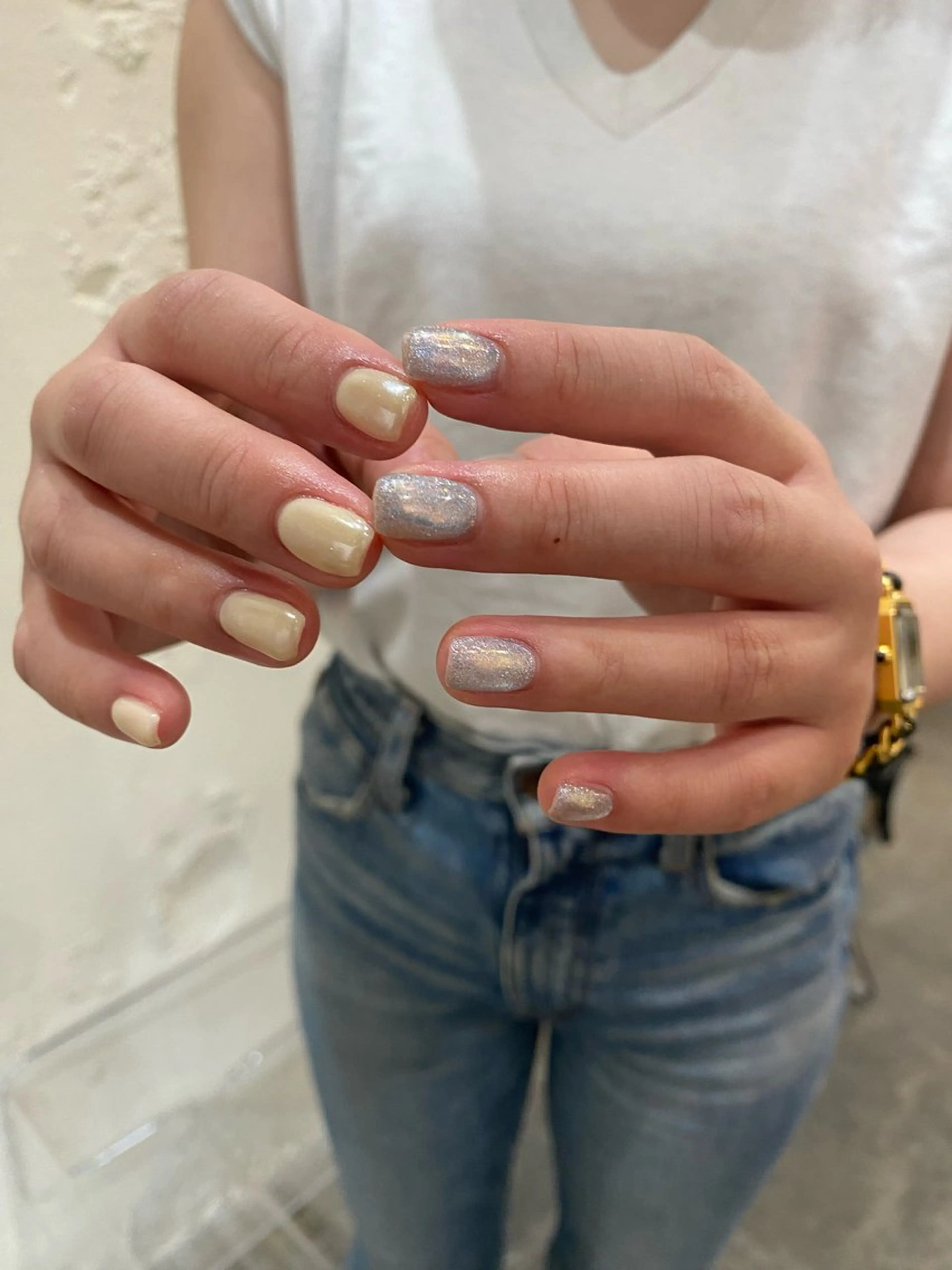 ネイル ブルー 黄色 nable.所属・望月 実莉のネイルデザイン