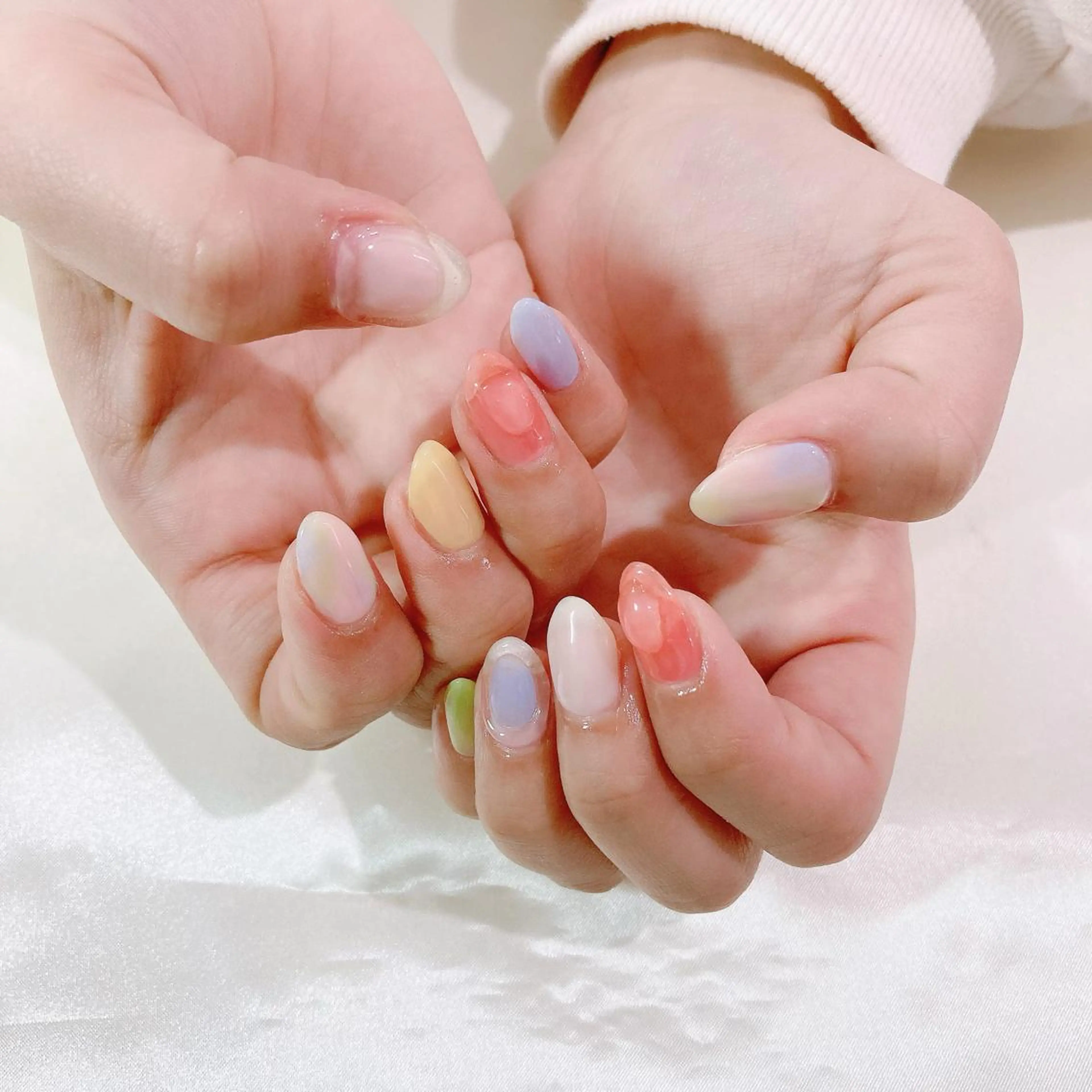 ネイル 入学式 ジェルネイル パラジェル ぷっくりネイル 春ネイル ハンドネイル Nail Kのネイルデザイン