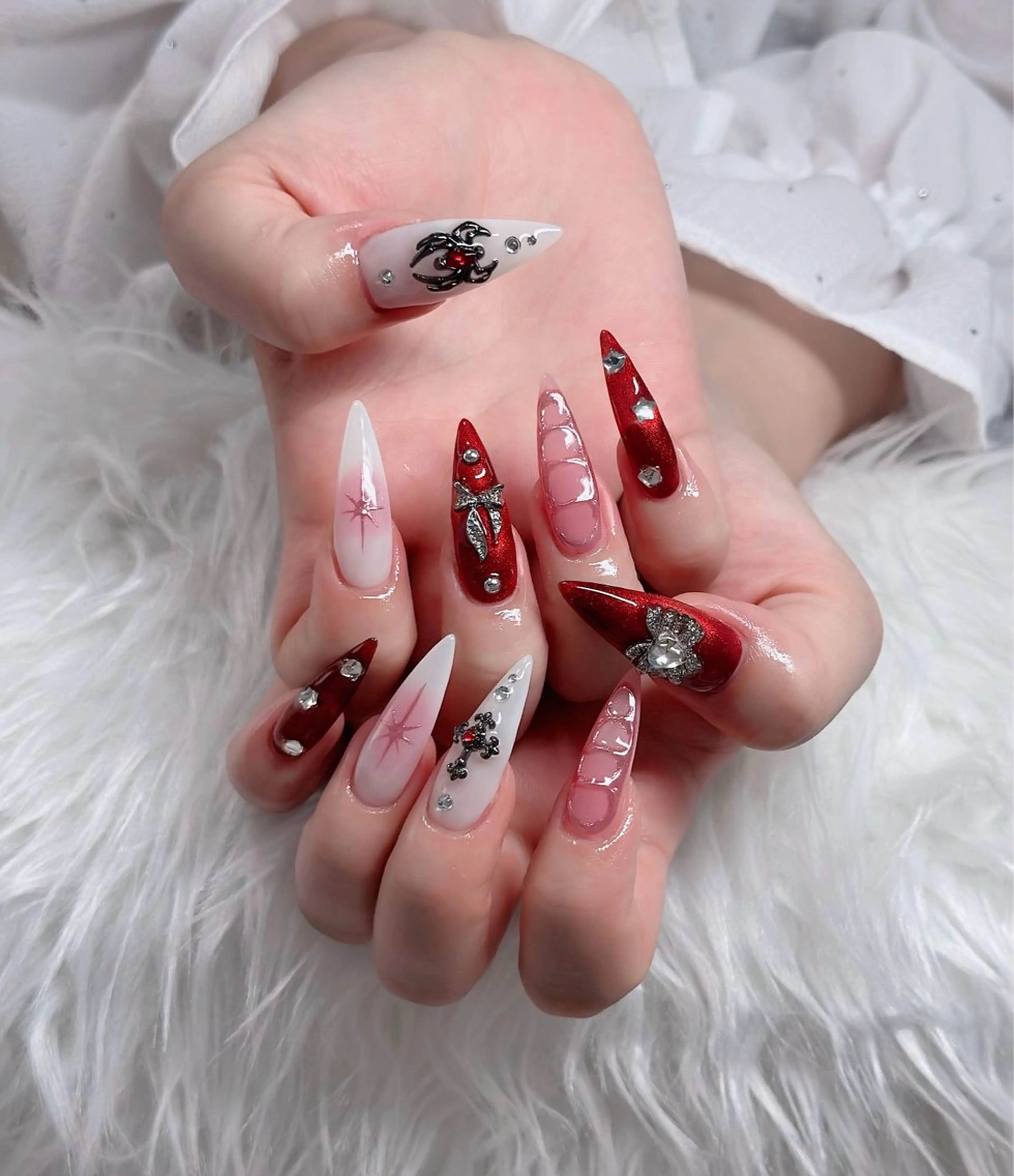 ネイル ハート キラキラネイル リボン ハンドネイル キノコ H.babynailのネイルデザイン