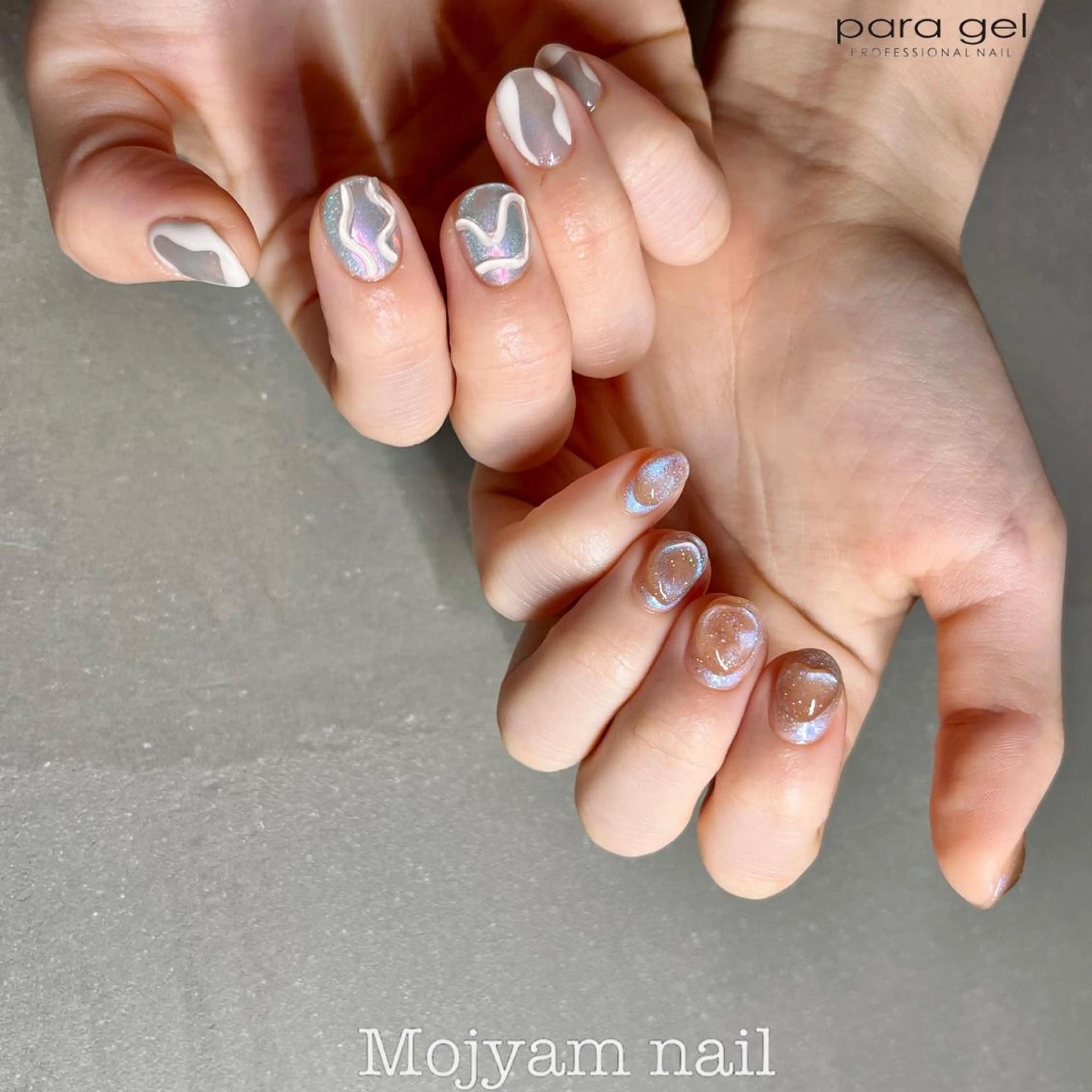 ネイル オーロラネイル ブルー キラキラネイル 水色 マグネットネイル ハンドネイル Mojyam nail所属・松本 実咲のネイルデザイン