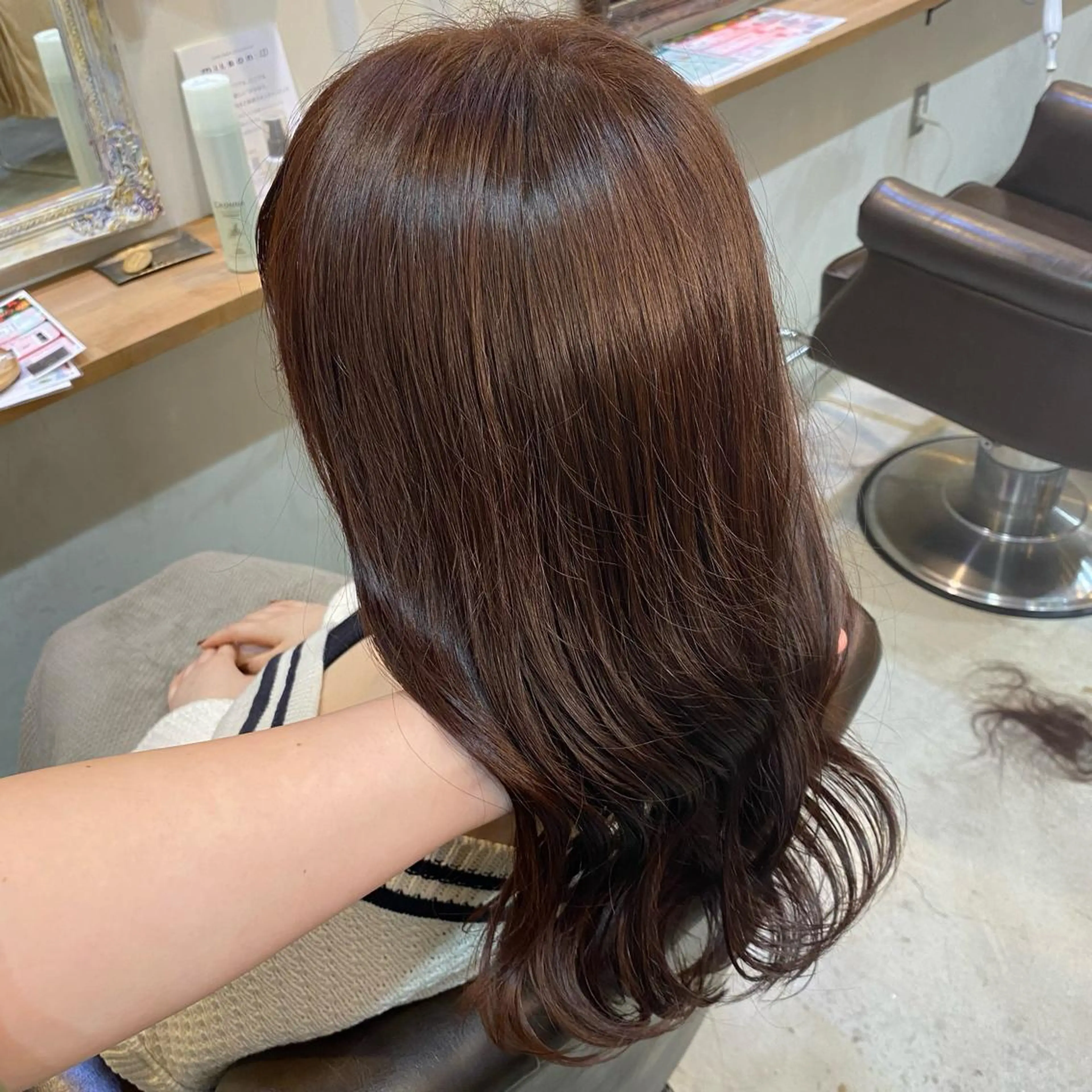 ロング カラー ブラウンカラー ピンクカラー ピンクブラウン 切りっぱなしボブ 👩🏼ミニボブのヘアスタイル