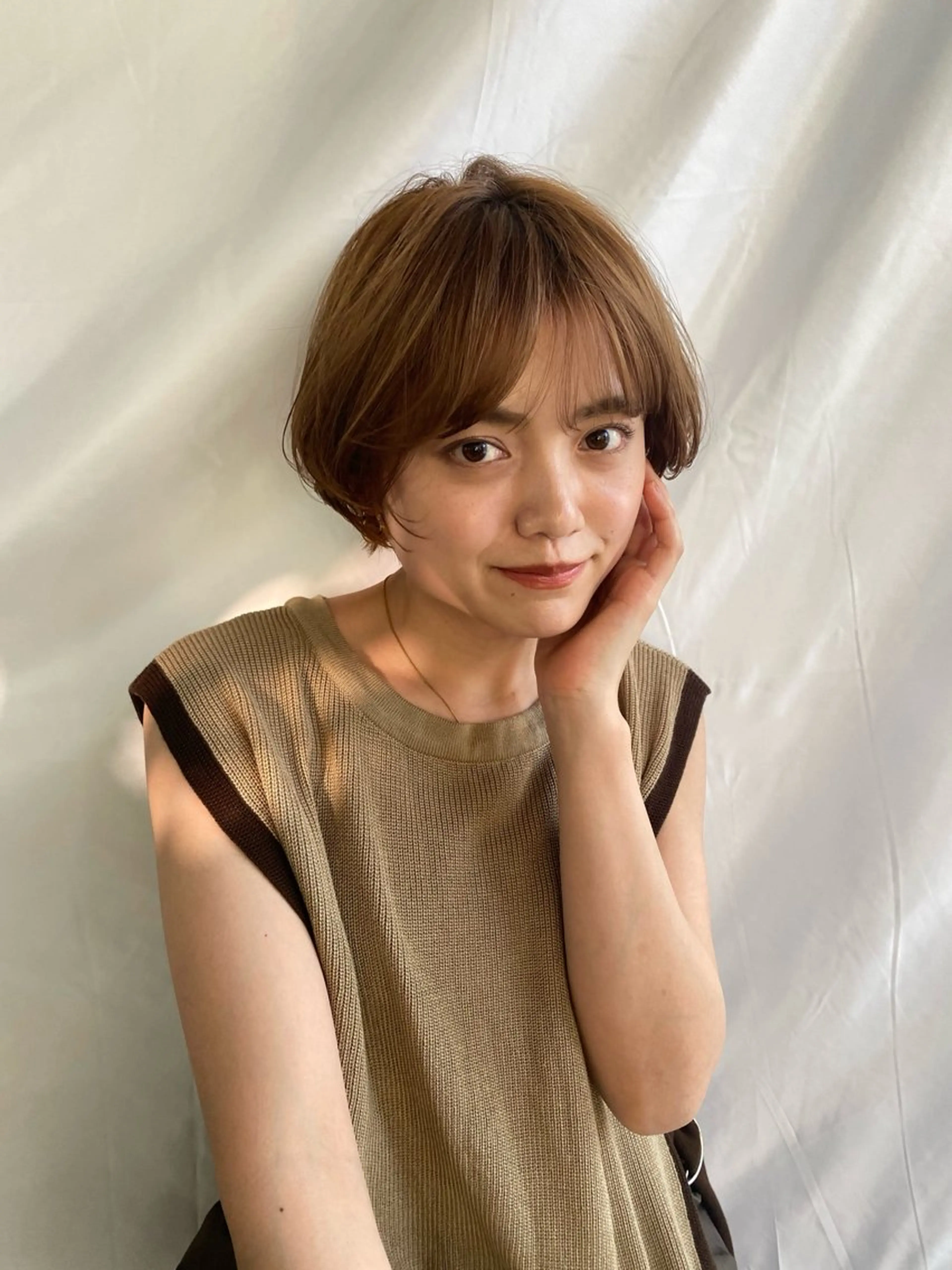 ショート カラー 丸みショート 透明感カラー ショートヘア ours/南青山 /表参道/大島実加永のヘアスタイル