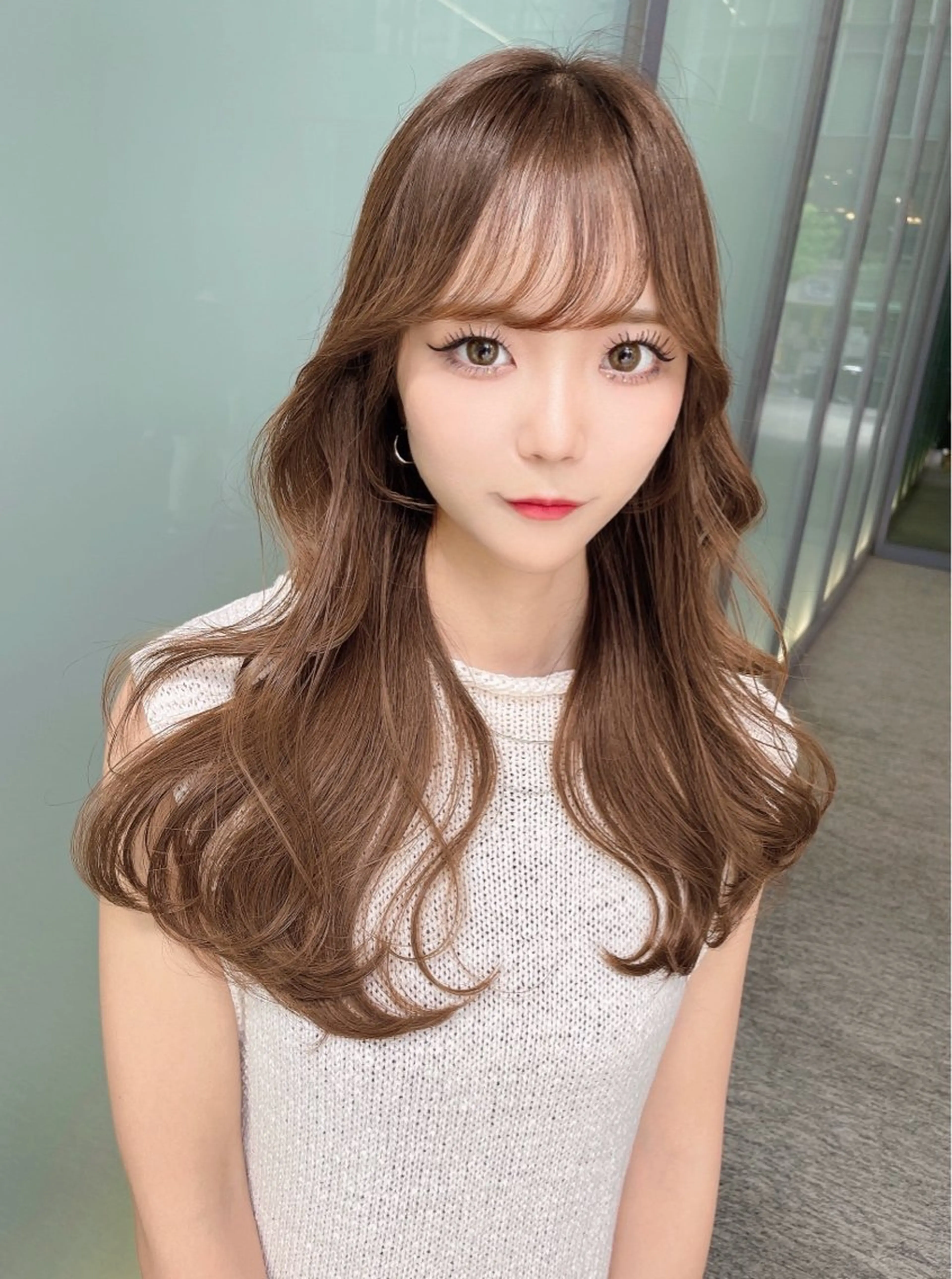 ロング カラー ベージュカラー 黒髪 ブリーチ ブルーカラー ブルーブラック カット ヘアカラー トリートメント 木屋元一/透明感 /レイヤー/顔まわりのヘアスタイル