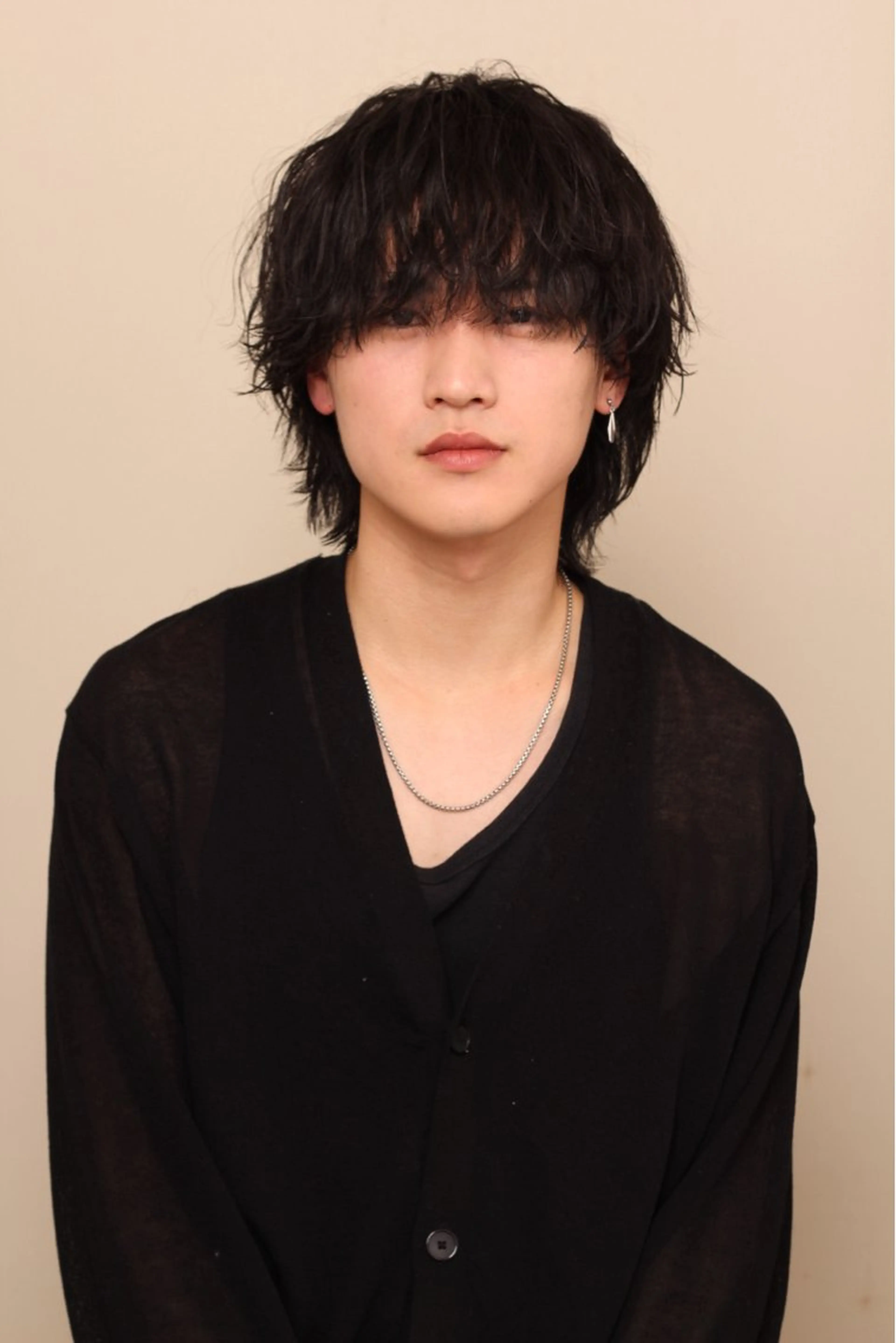ミディアム パーマ メンズ メンズウルフカット ウルフカット 樽川 翔のヘアスタイル