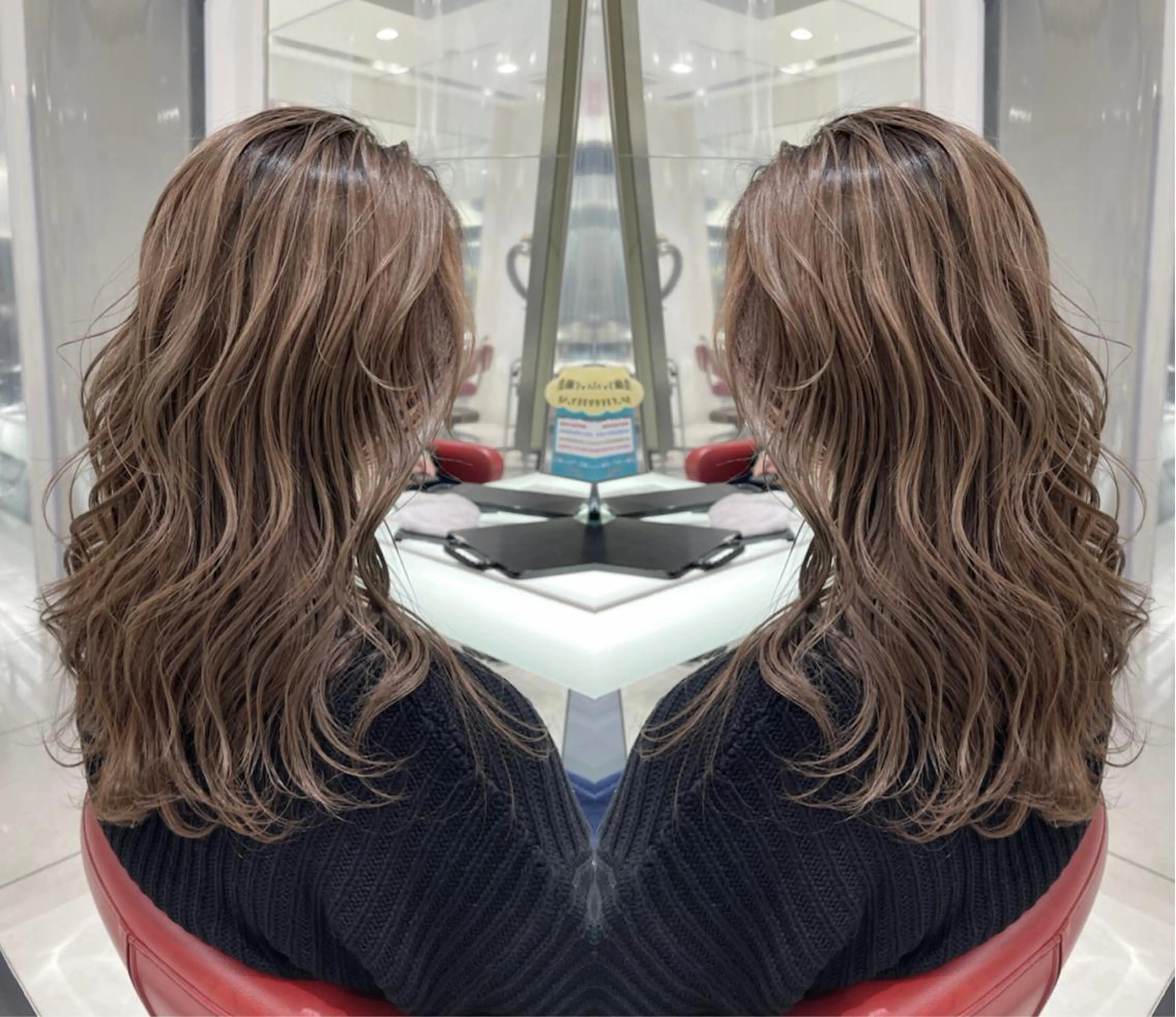 セミロング カラー ベージュカラー ミルクティーベージュ 阪本祥樹/ハイライト /バレイヤージュのヘアスタイル