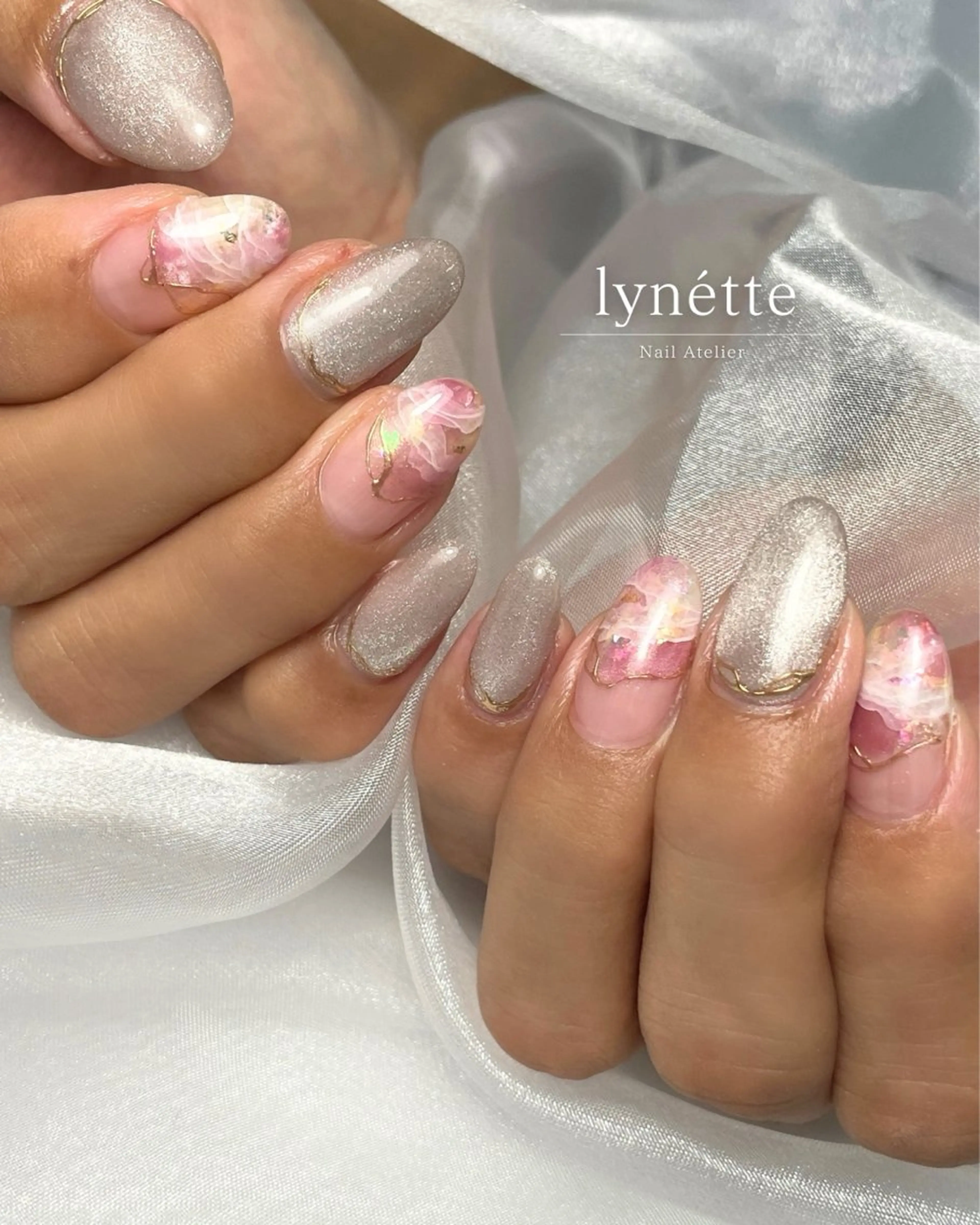 ネイル 大理石ネイル(マーブル) ニュアンスネイル Nail Atelier lynétte所属・lynétte 那覇ネイルサロンのネイルデザイン