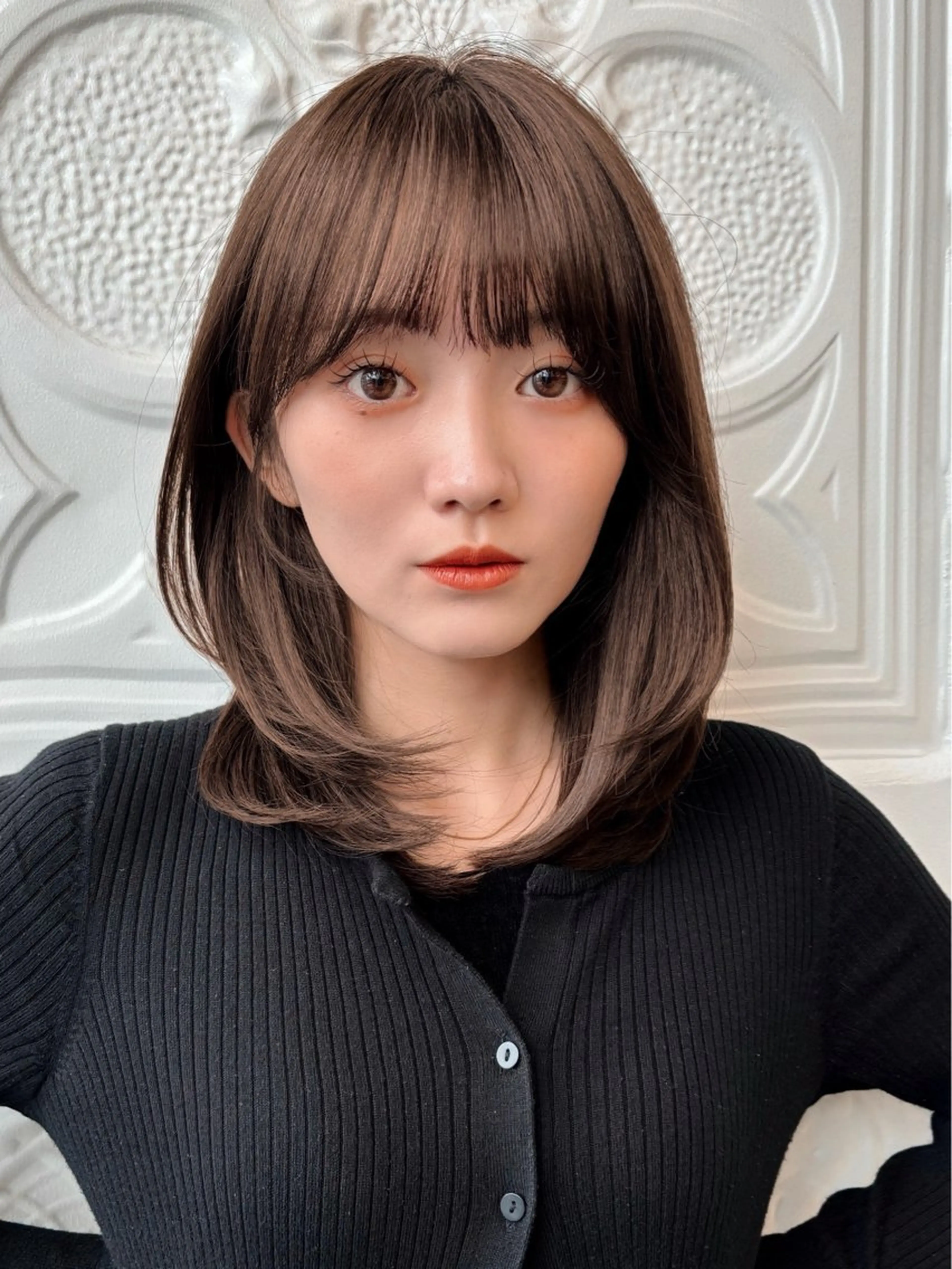 ミディアム カラー ヘアアレンジ ベージュカラー 透明感カラー ボブ レイヤーカット カット ヘアカラー トリートメント 🌱ボブ/レイヤー/ ベージュ/あやみ✨のヘアスタイル