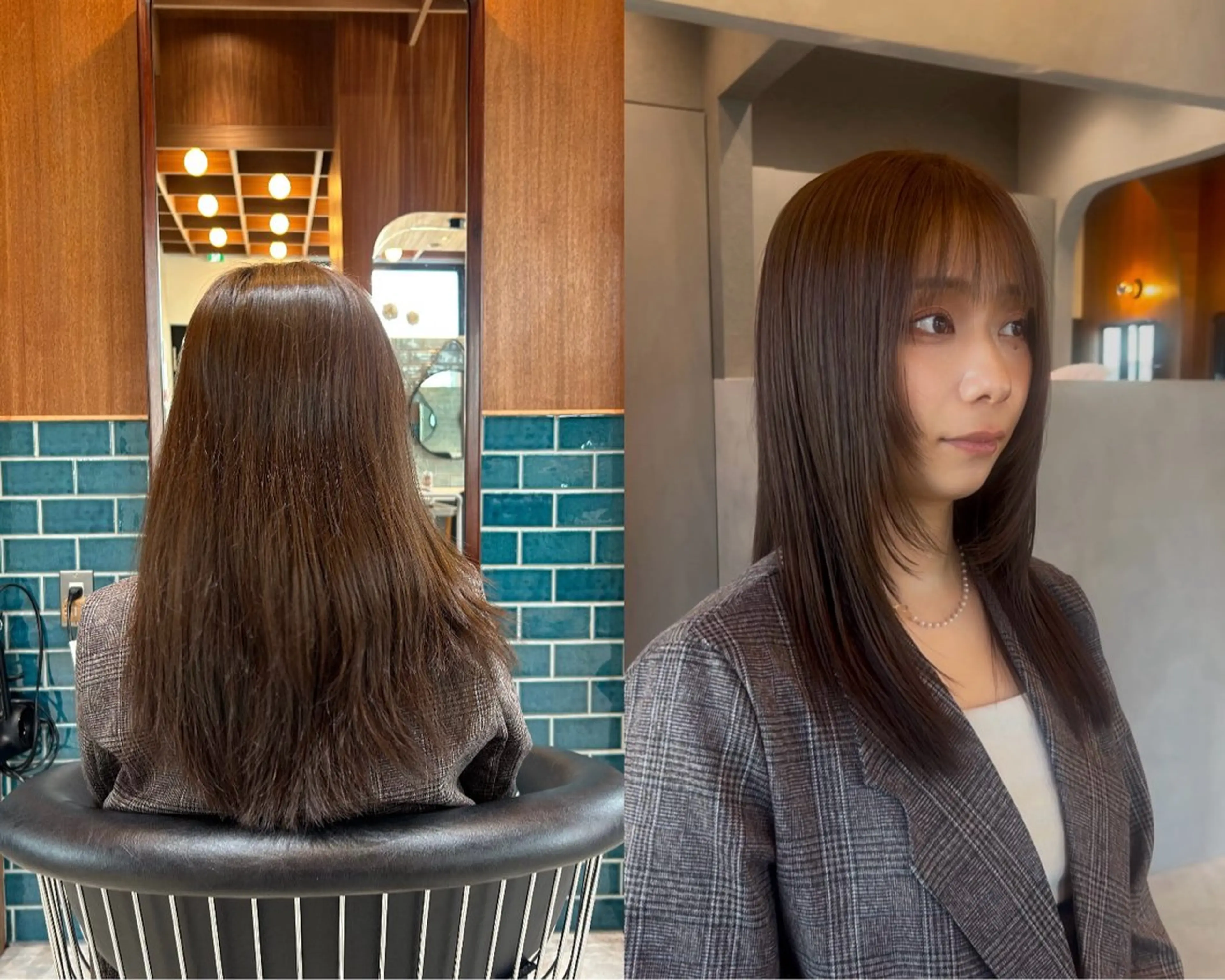 ロング カラー カット 縮毛矯正 トリートメント 髪質改善/Wカラー/ ボブ/レイヤー/レンのヘアスタイル