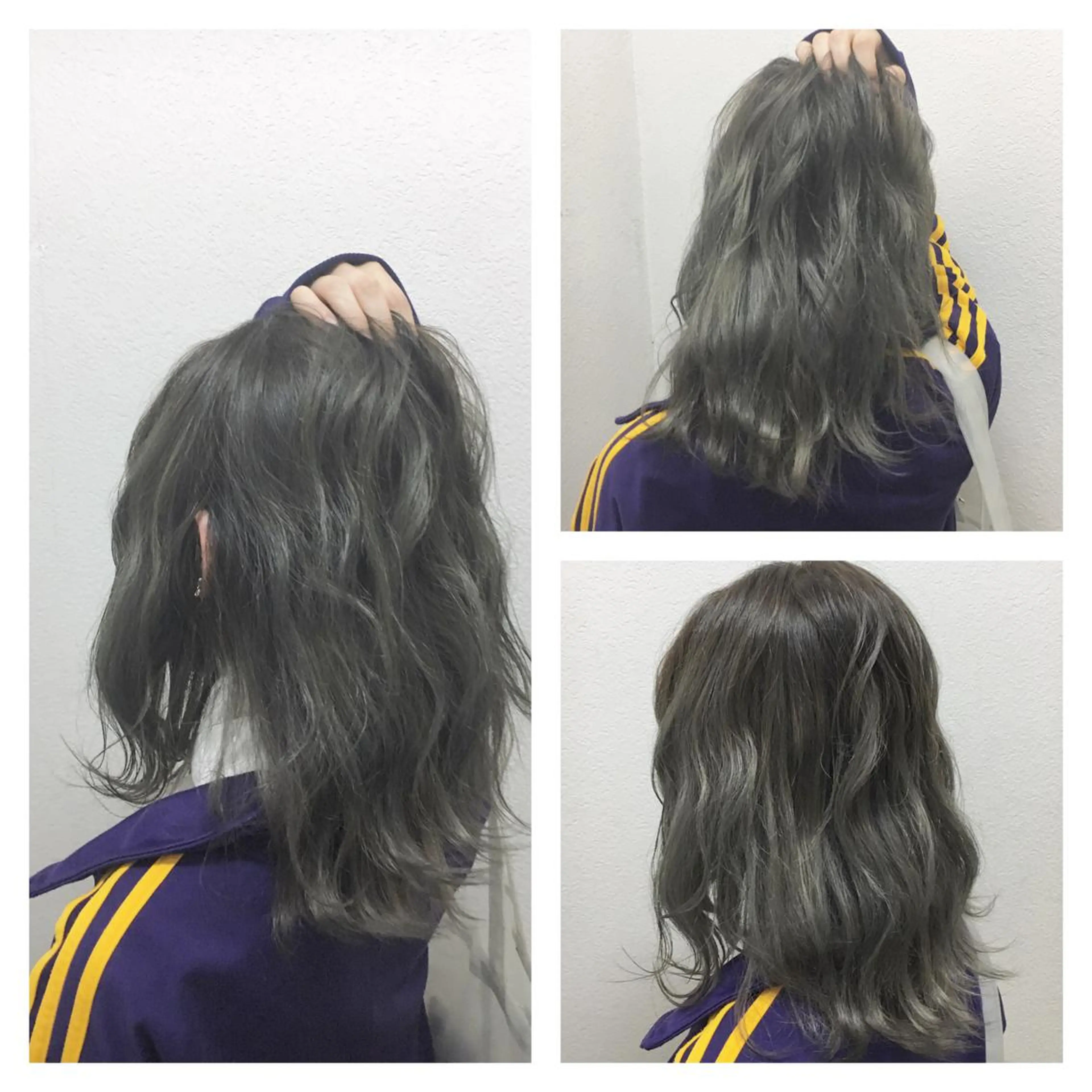 ミディアム カラー アディクシーカラー グレージュ オリーブグレージュ オリーブグレー シルバー JIL BLAN 京都のヘアスタイル