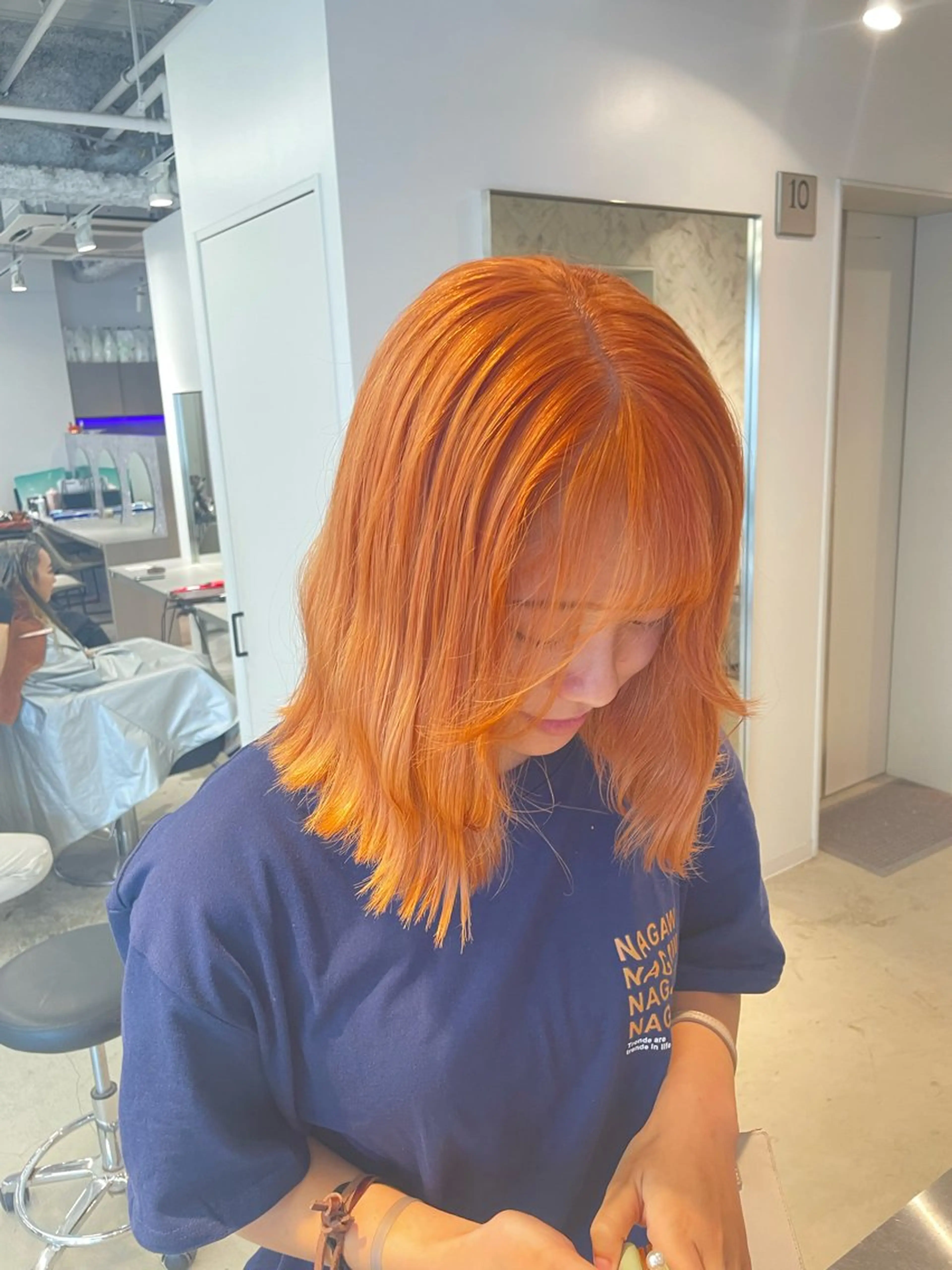 ミディアム カラー ヘアアレンジ オレンジ カット ヘアカラー トリートメント 🎗秋山勇 /三宮指名No.1のヘアスタイル