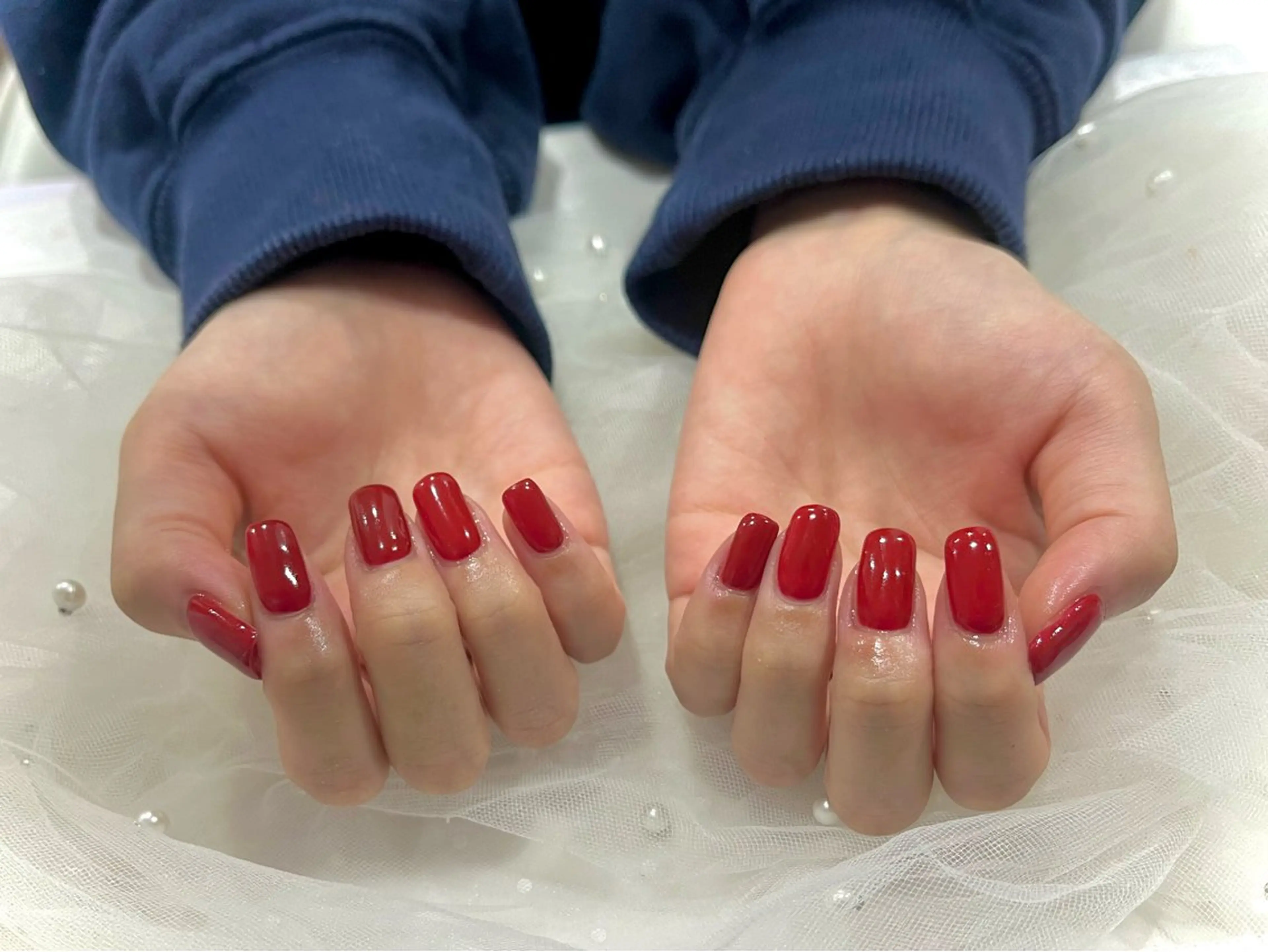 ネイル 赤色 ハンドネイル Nail salon Cielel⟡Ayaのネイルデザイン