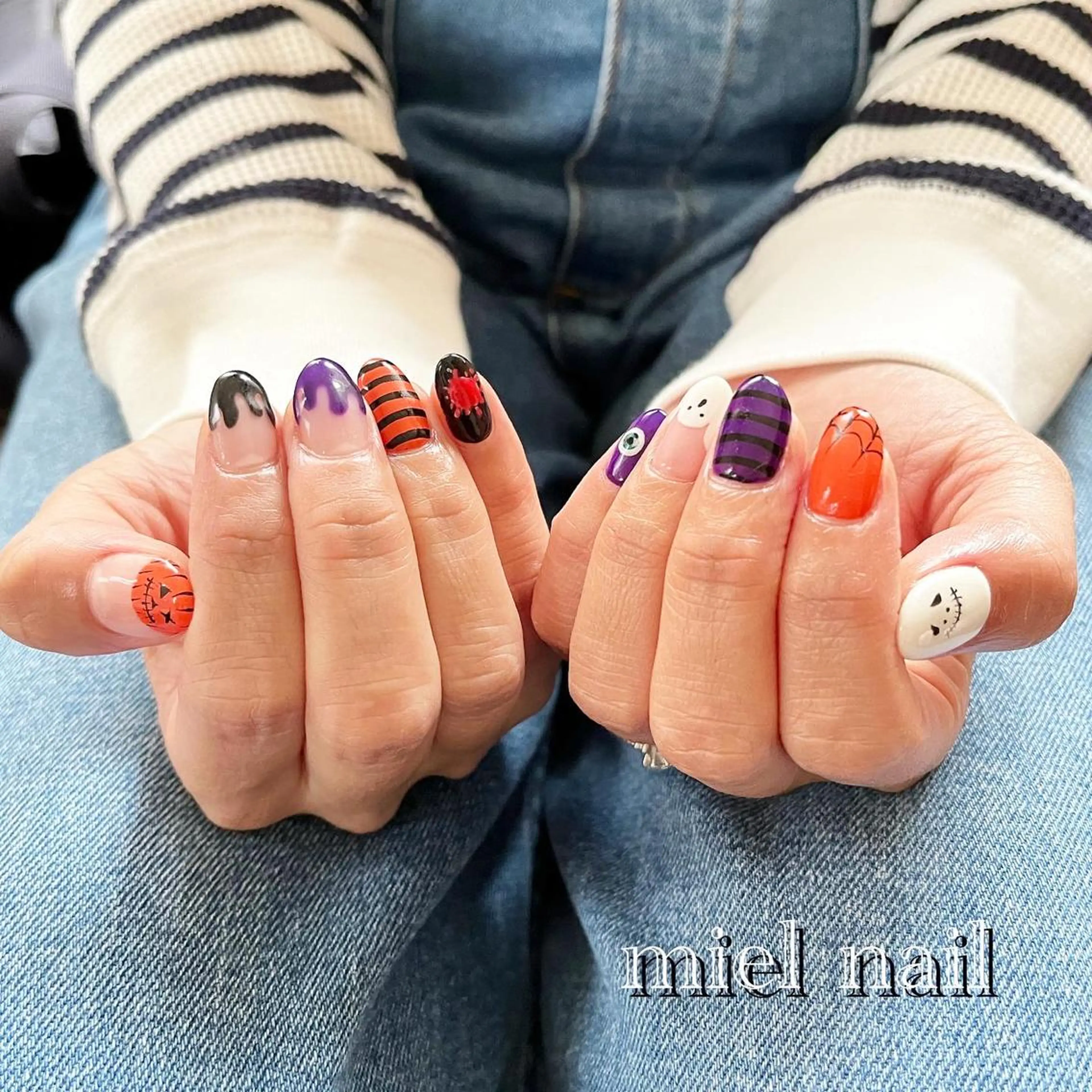 ネイル ハロウィン 持ち込み ハンドネイル miel nailのネイルデザイン