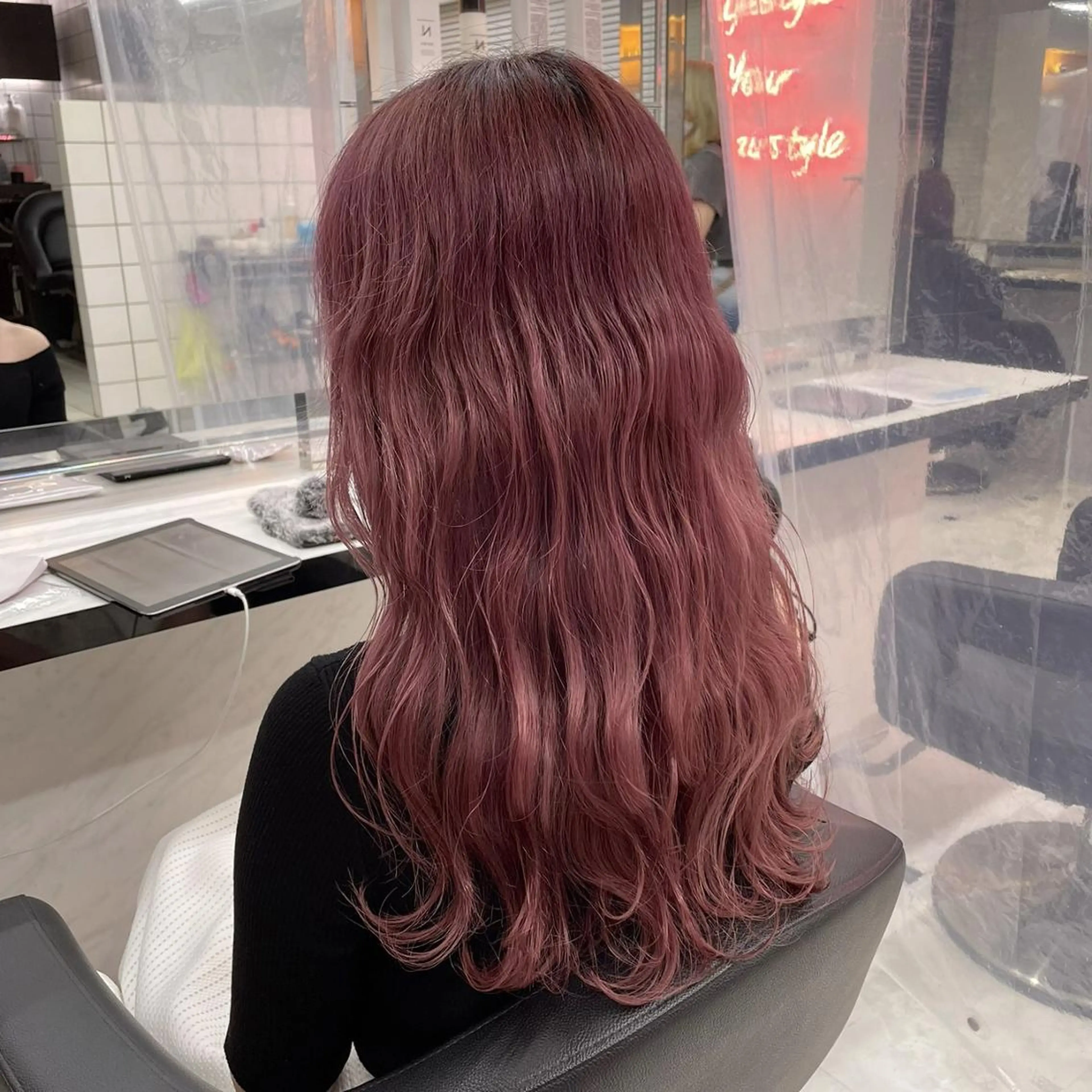 カラー ロング 🤎🎀ブリーチなし ピンクラベンダー🧸のヘアスタイル