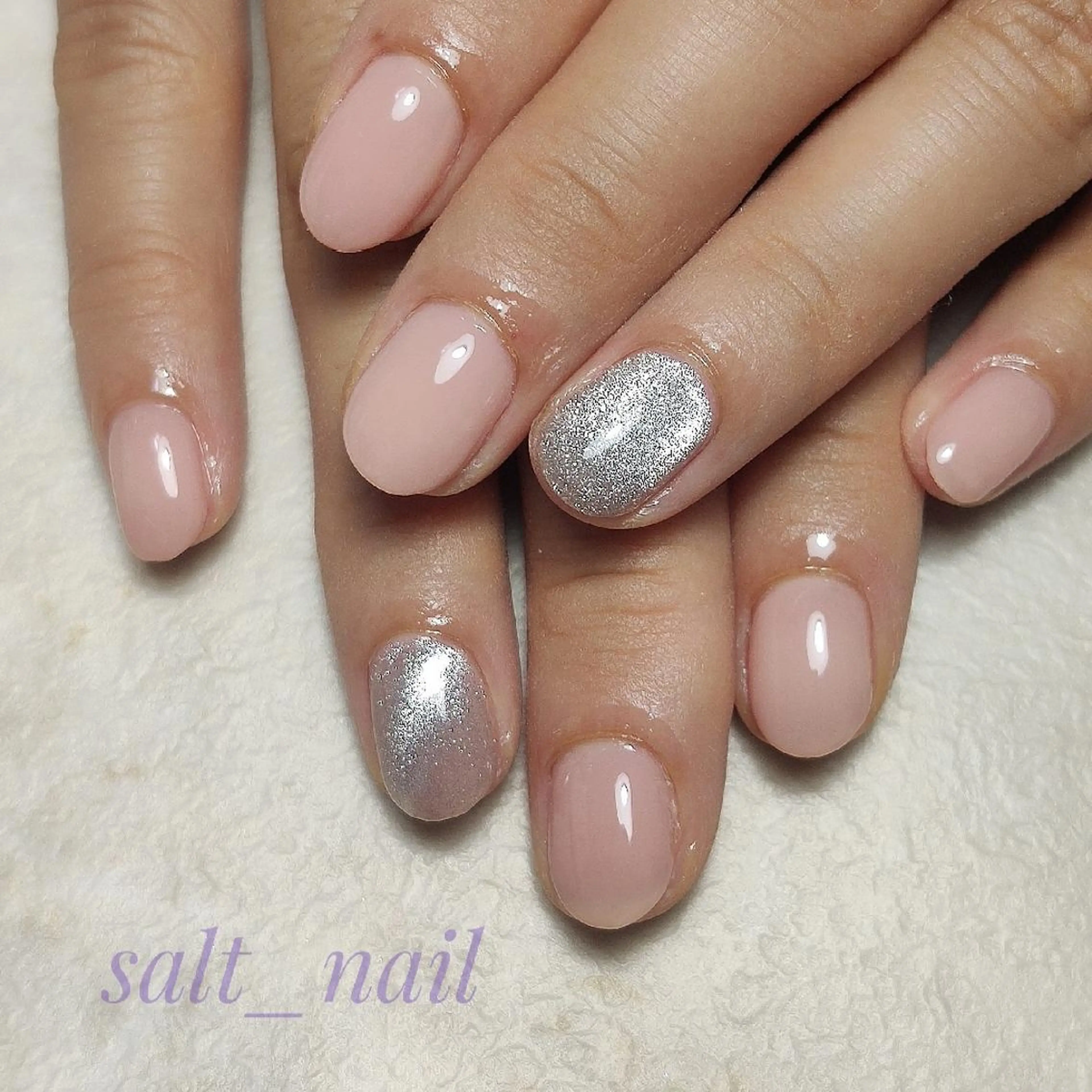 ネイル マグネットネイル ピンク ピンクベージュ ハンドネイル 個人サロン saltnailのネイルデザイン