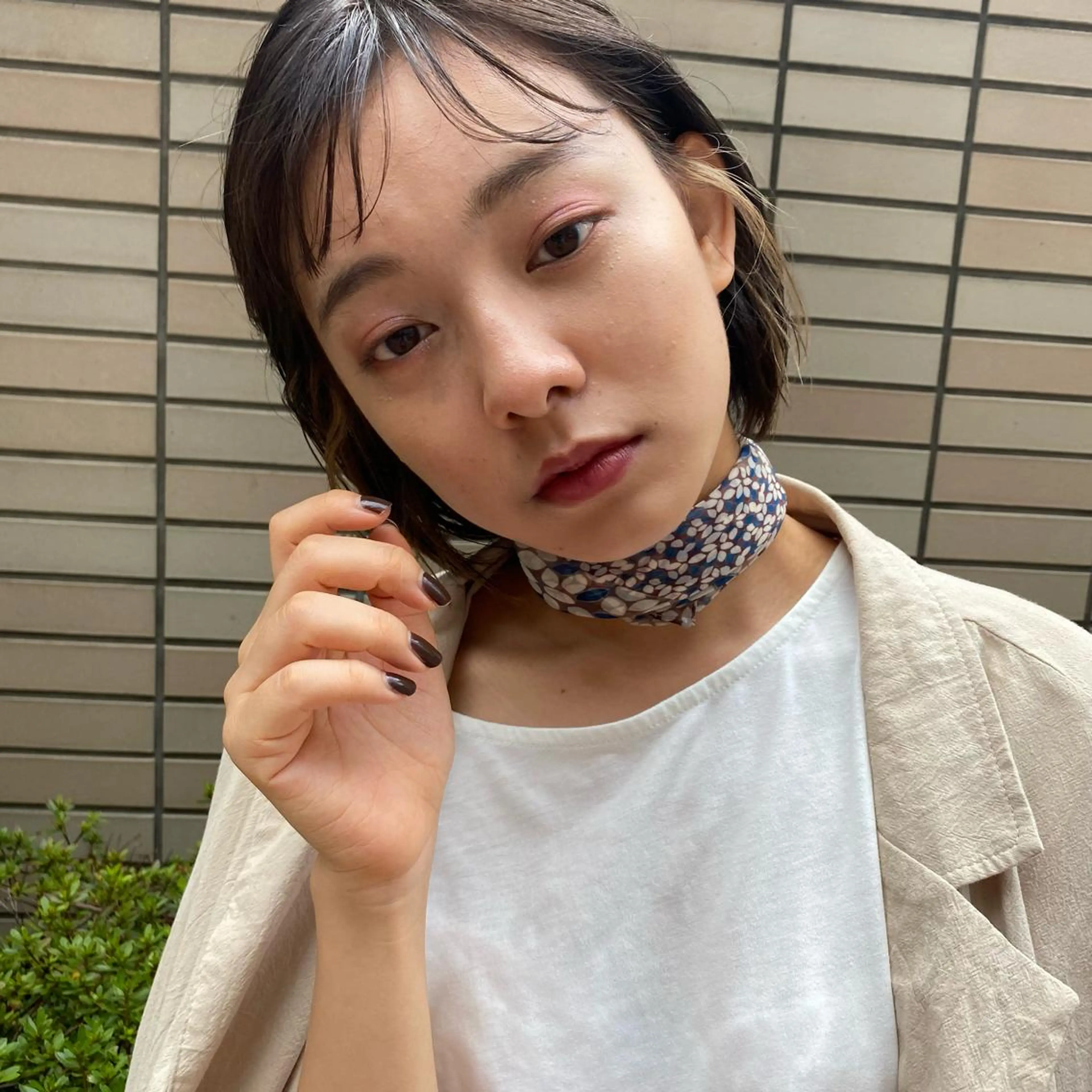 プレイングカラー🤍 細めハイライトのヘアスタイル