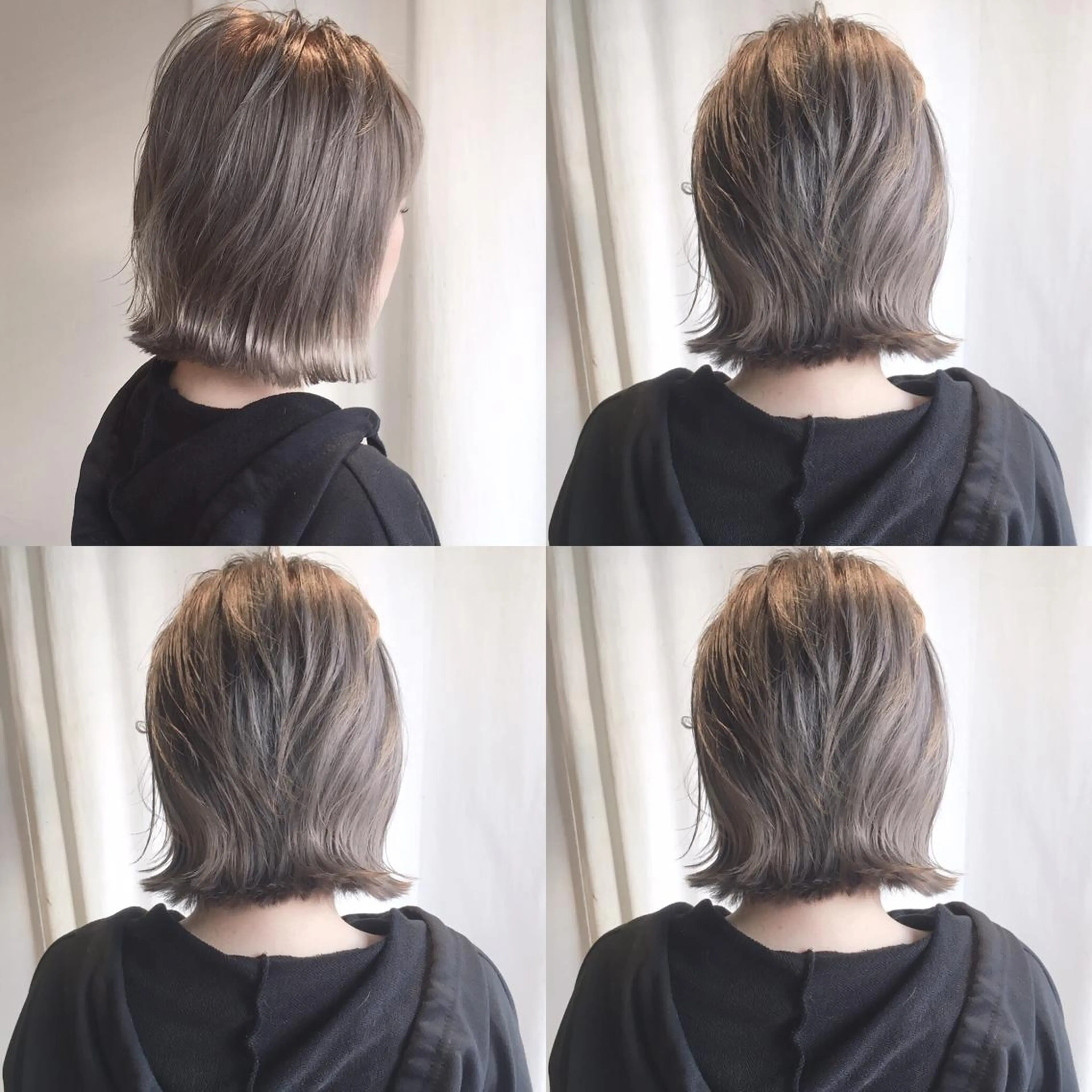 ミディアム ショートボブ ボブ ハイライト 外ハネヘア カット ヘアカラー トリートメント ヘッドスパ ヘアセット メンズツイスパ ショートフクヤマシンのヘアスタイル