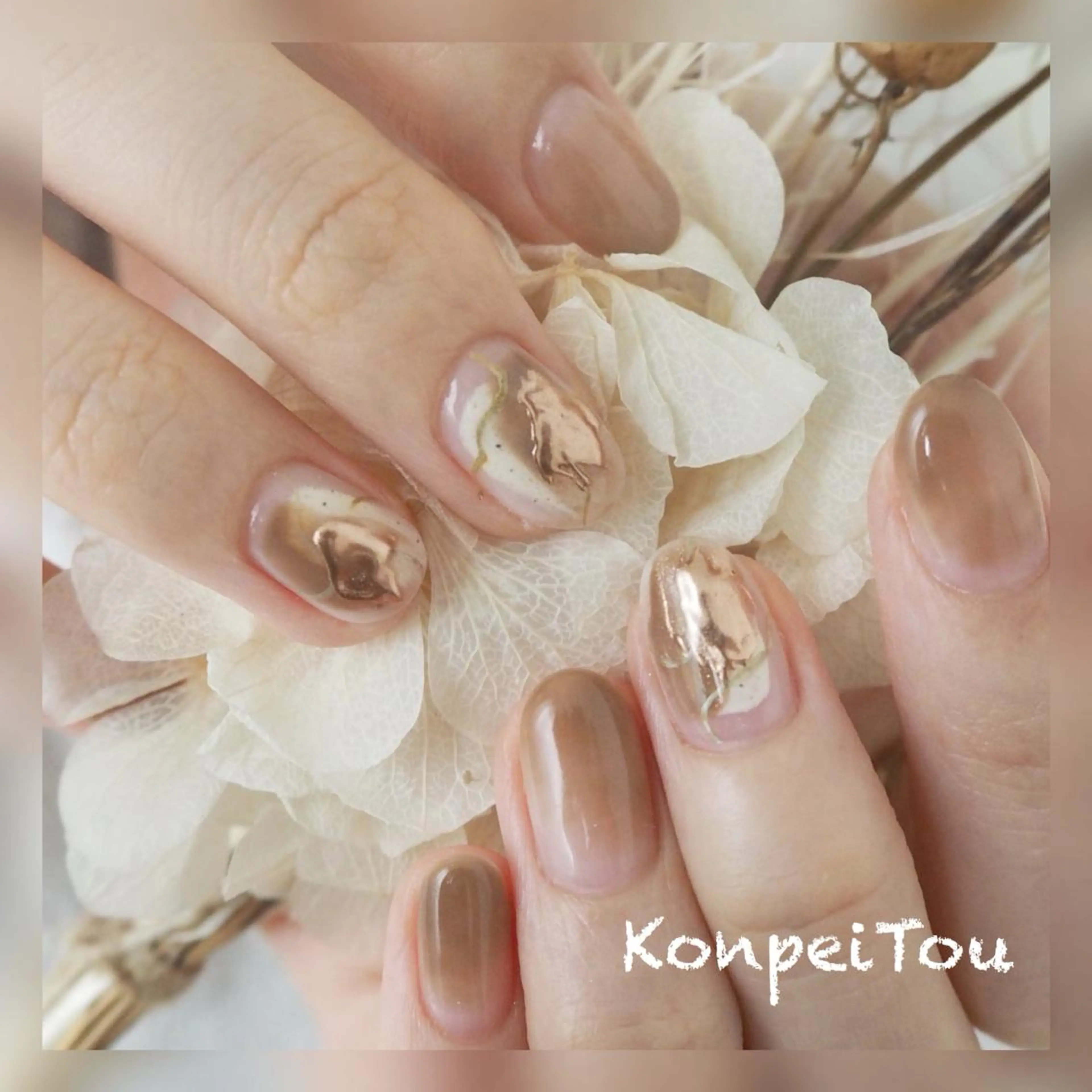 ネイル ジェルネイル ミラーネイル ニュアンスネイル ハンドネイル おうちのネイルサロン　konpeiTou〜こんぺいとう〜所属・おうちのネイルサロン KonpeiTouのネイルデザイン