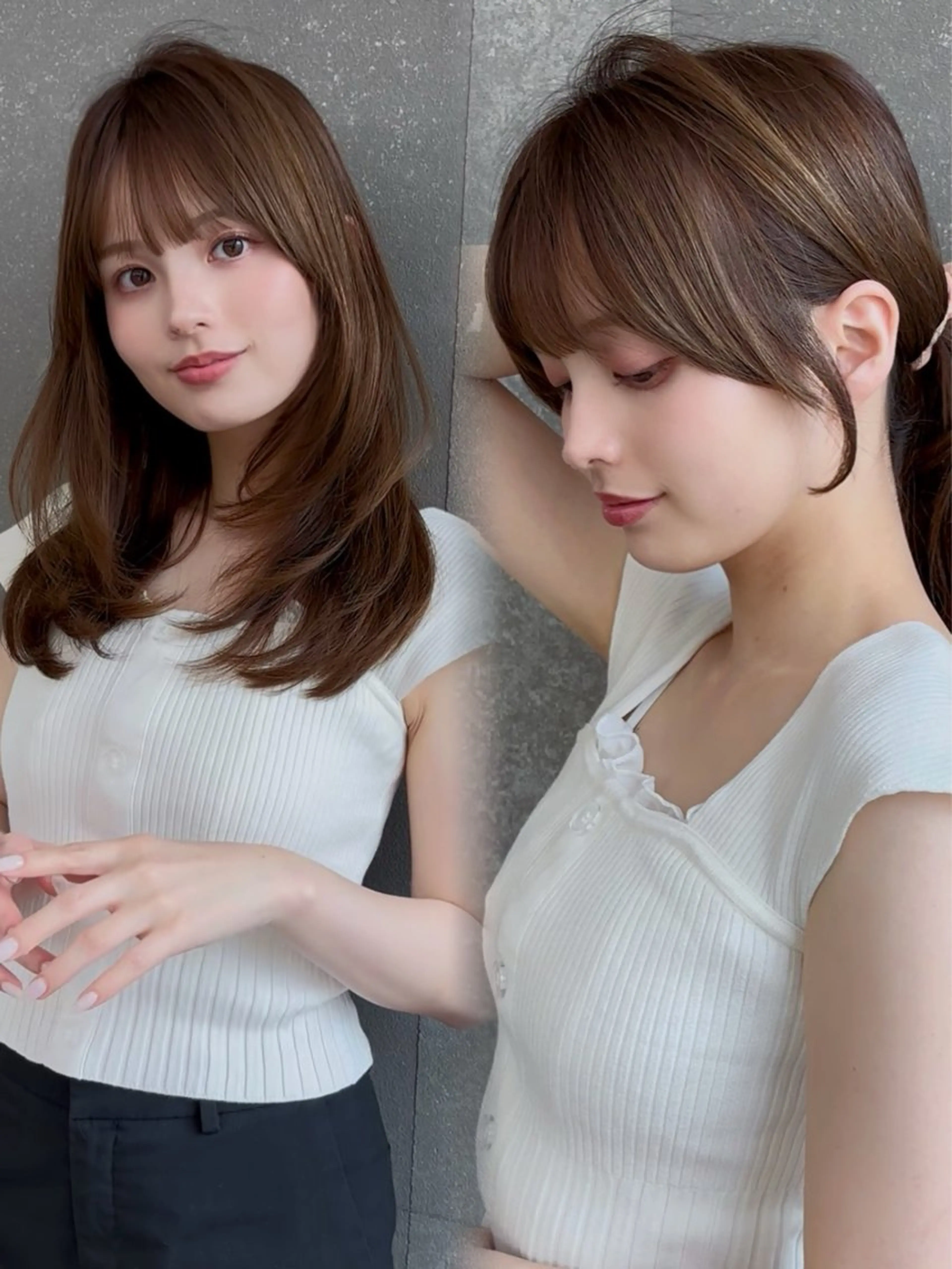 ミディアム カラー パーマ 髪質改善 レイヤーカット 縮毛矯正 【美髪矯正) 吉村　清志のヘアスタイル