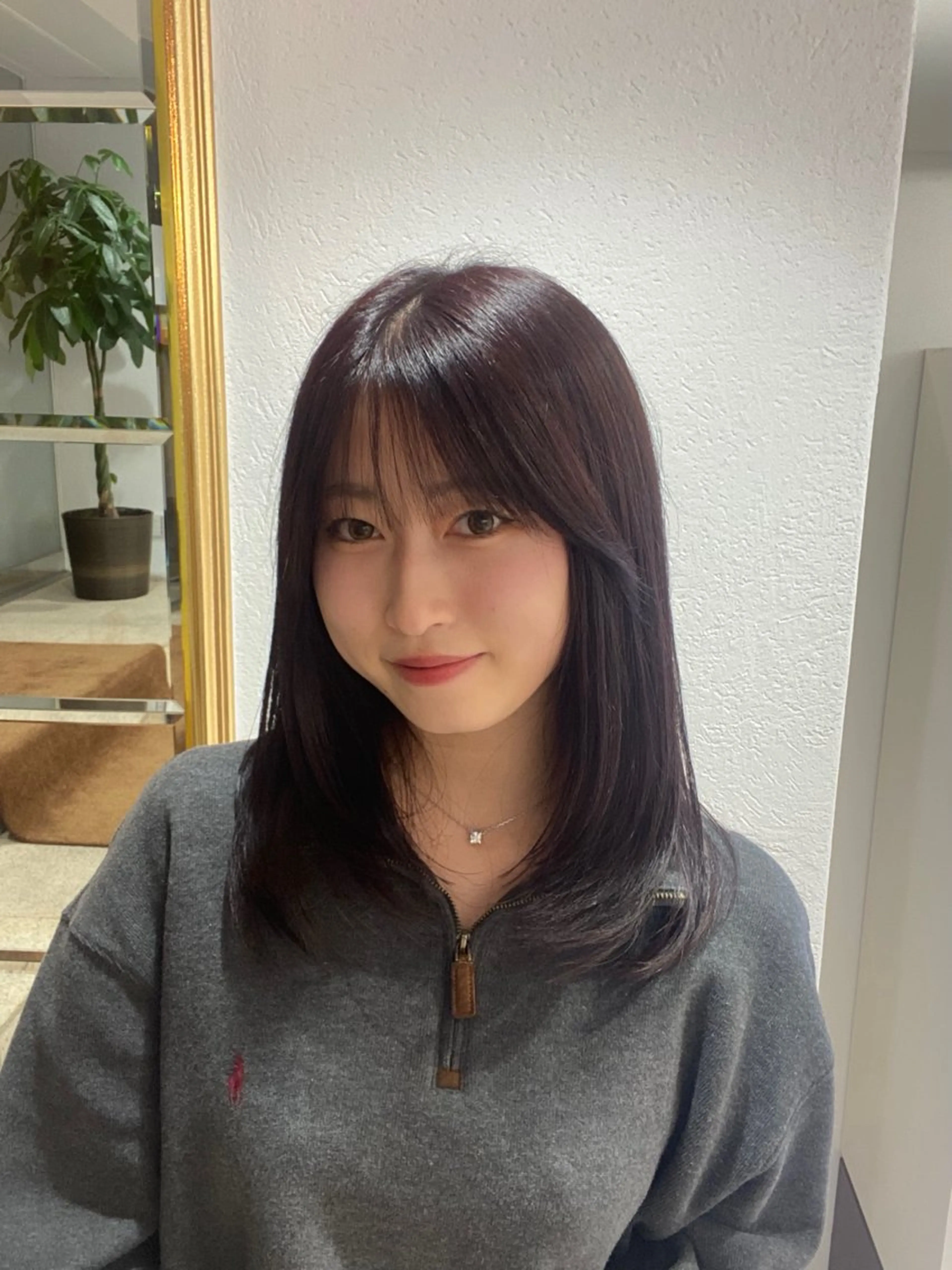 セミロング ピンクブラウン カットモデル/ 透明感ヘア/成瀬裕介のヘアスタイル