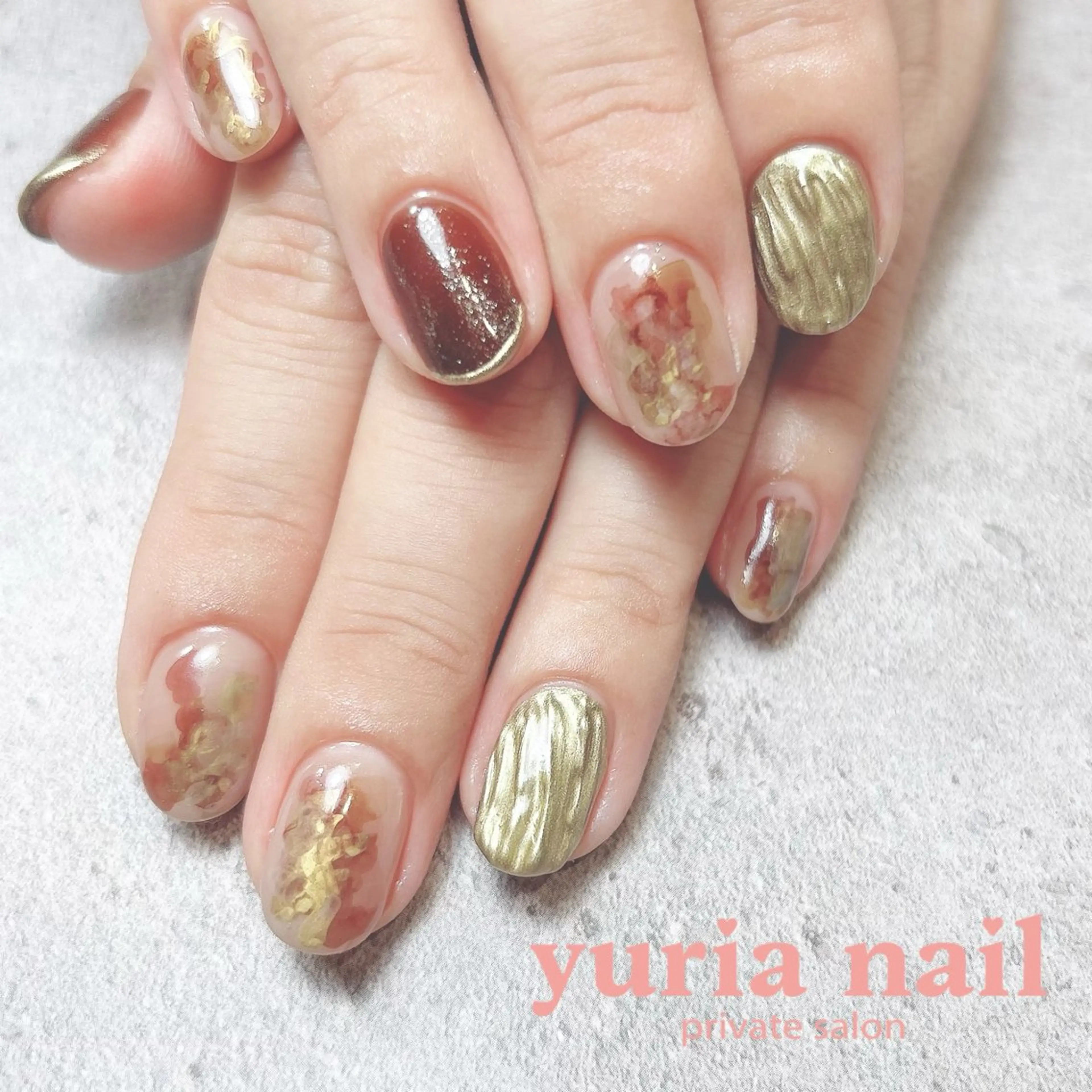 ネイル ブラウン ジェルネイル ニュアンスネイル ハンドネイル 小林 ゆりあのネイルデザイン