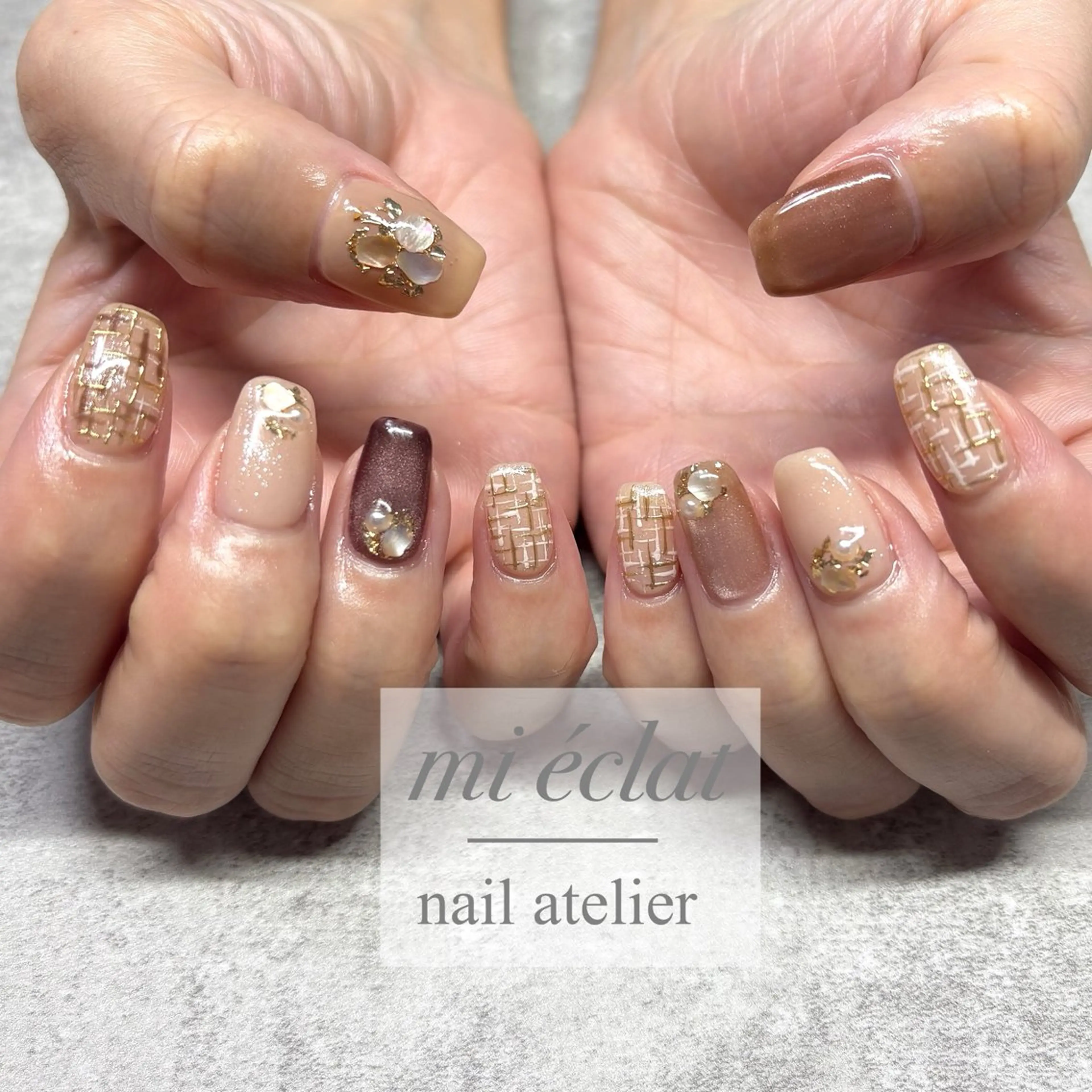 ネイル アートネイル ツイードネイル ハンドネイル mi éclat ミ　エクラのネイルデザイン