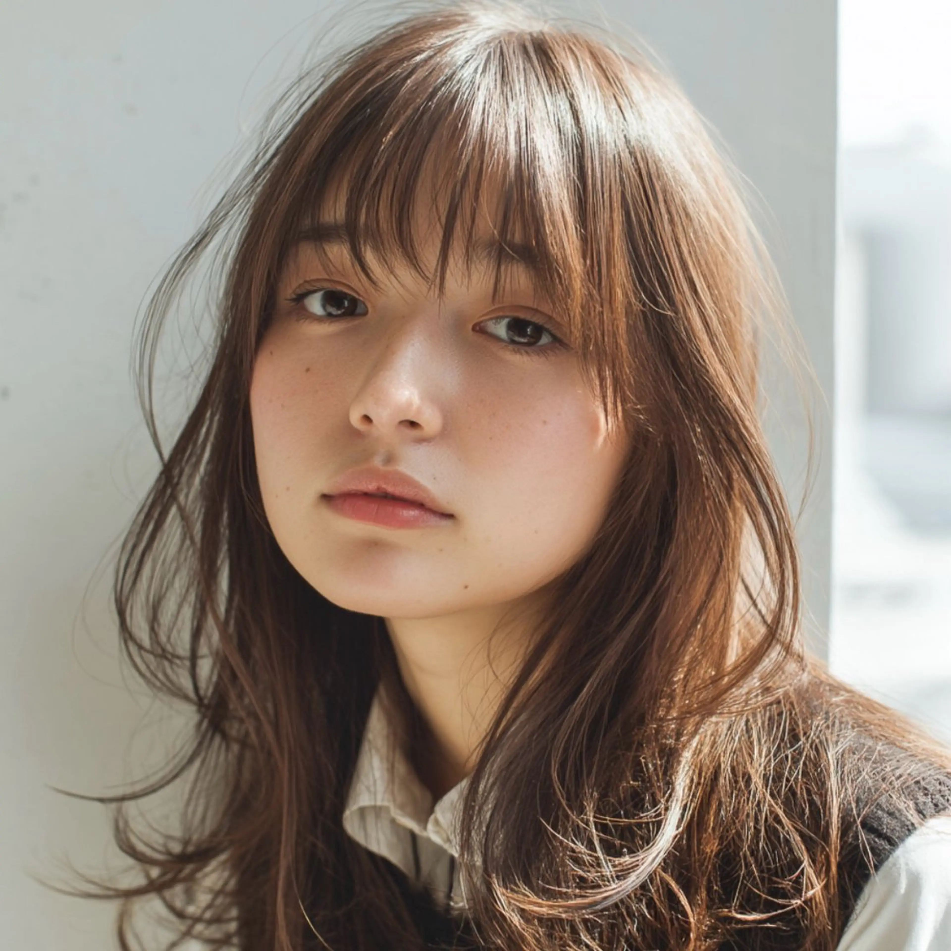 セミロング カラー アッシュ グレージュ オリーブグレージュ オリーブグレー 髪質改善 カット ヘアカラー トリートメント Attrait .のヘアスタイル