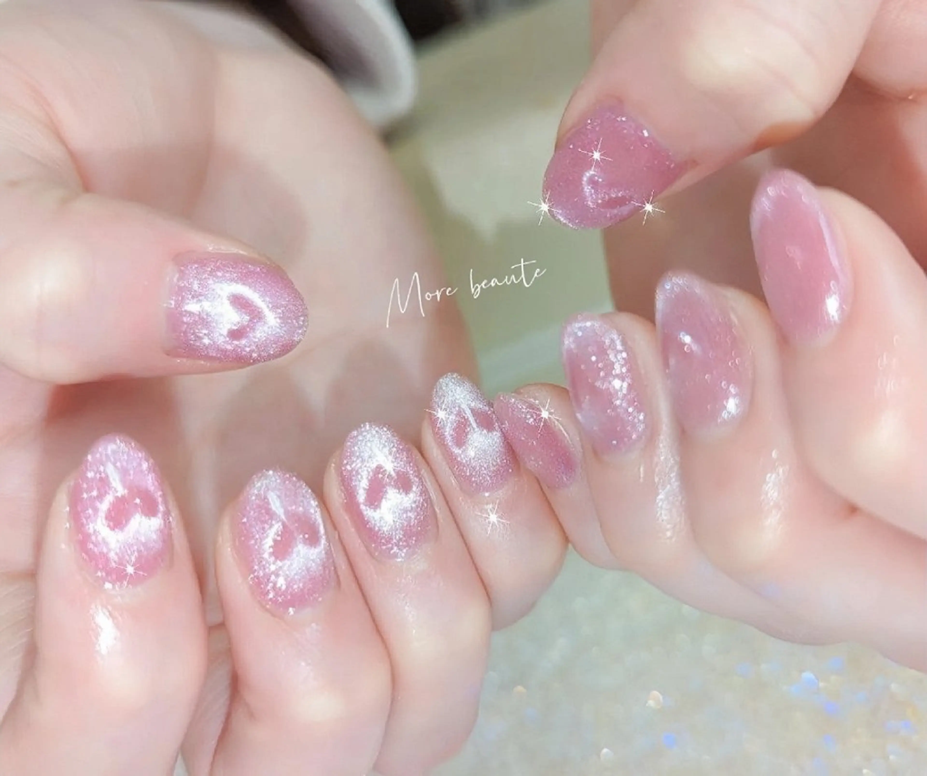 ネイル 桜ネイル 長さ出し ジェルネイル ハート 韓国ネイル I LOVE ME NAIL.｡.:*♡のネイルデザイン