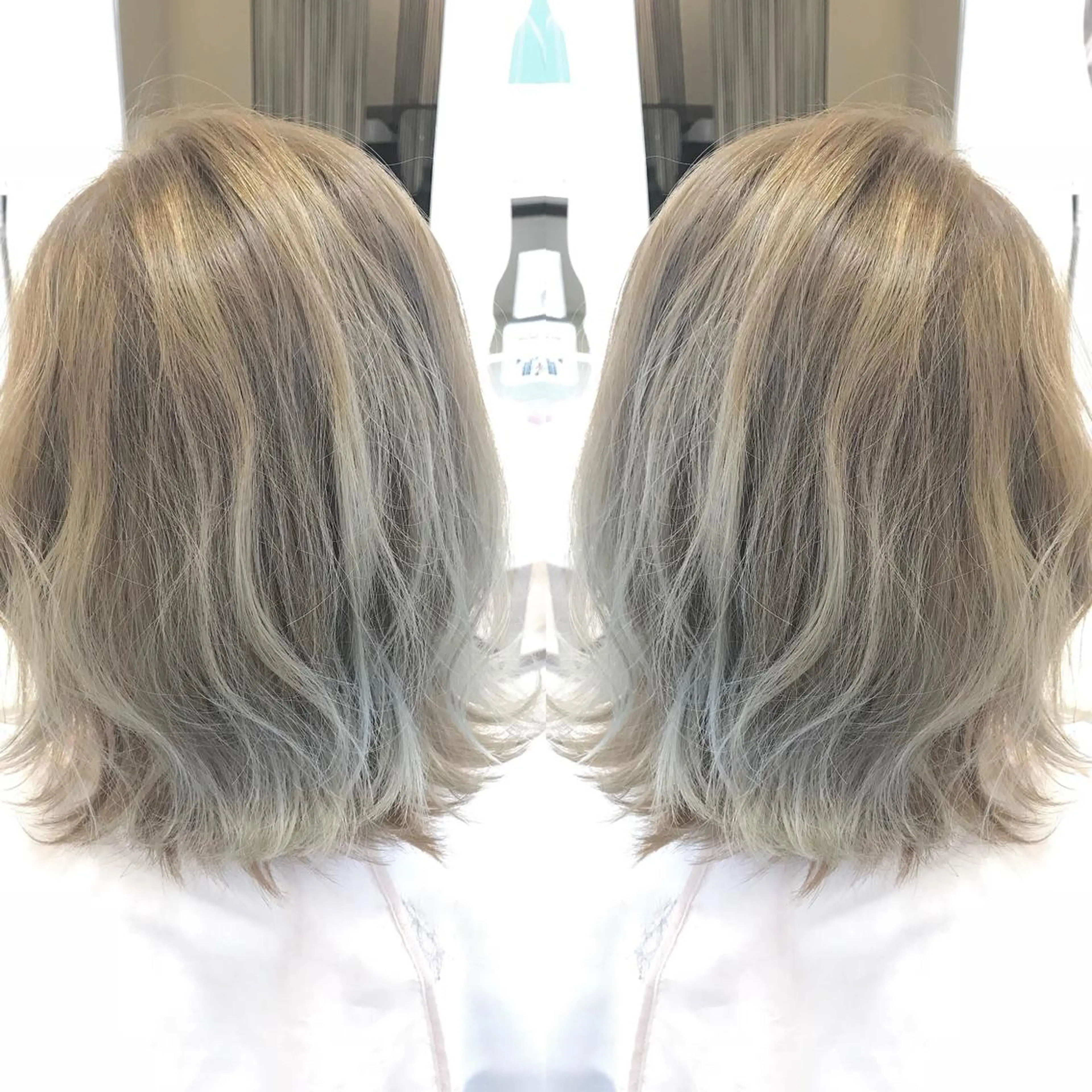ミディアム カラー アッシュ ブリーチ ヘアカラー トリートメント chiyo yasuのヘアスタイル