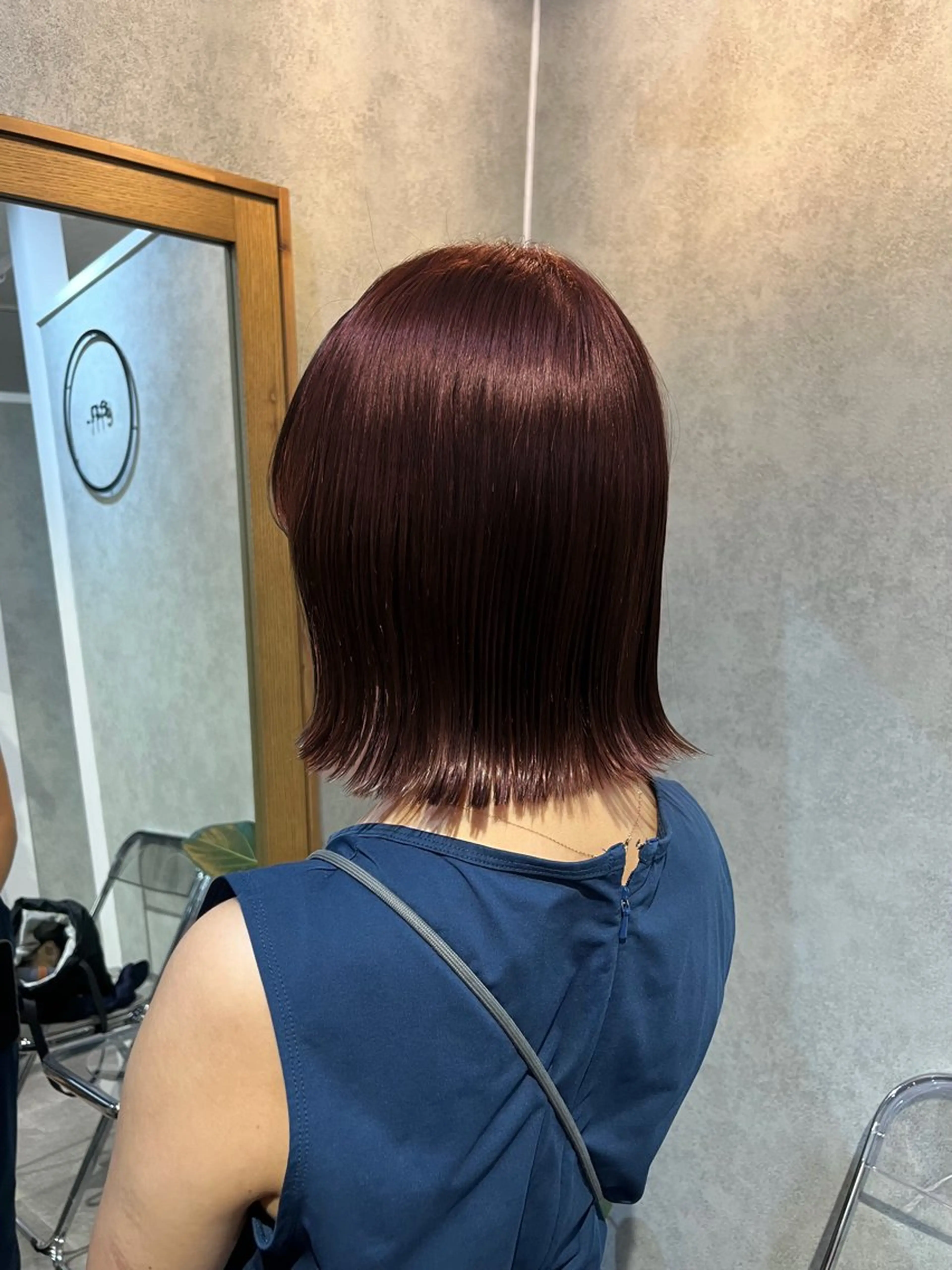 ミディアム カラー カット ヘアカラー トリートメント ボブ/プツッとボブ/ 暖色カラー/モエのヘアスタイル
