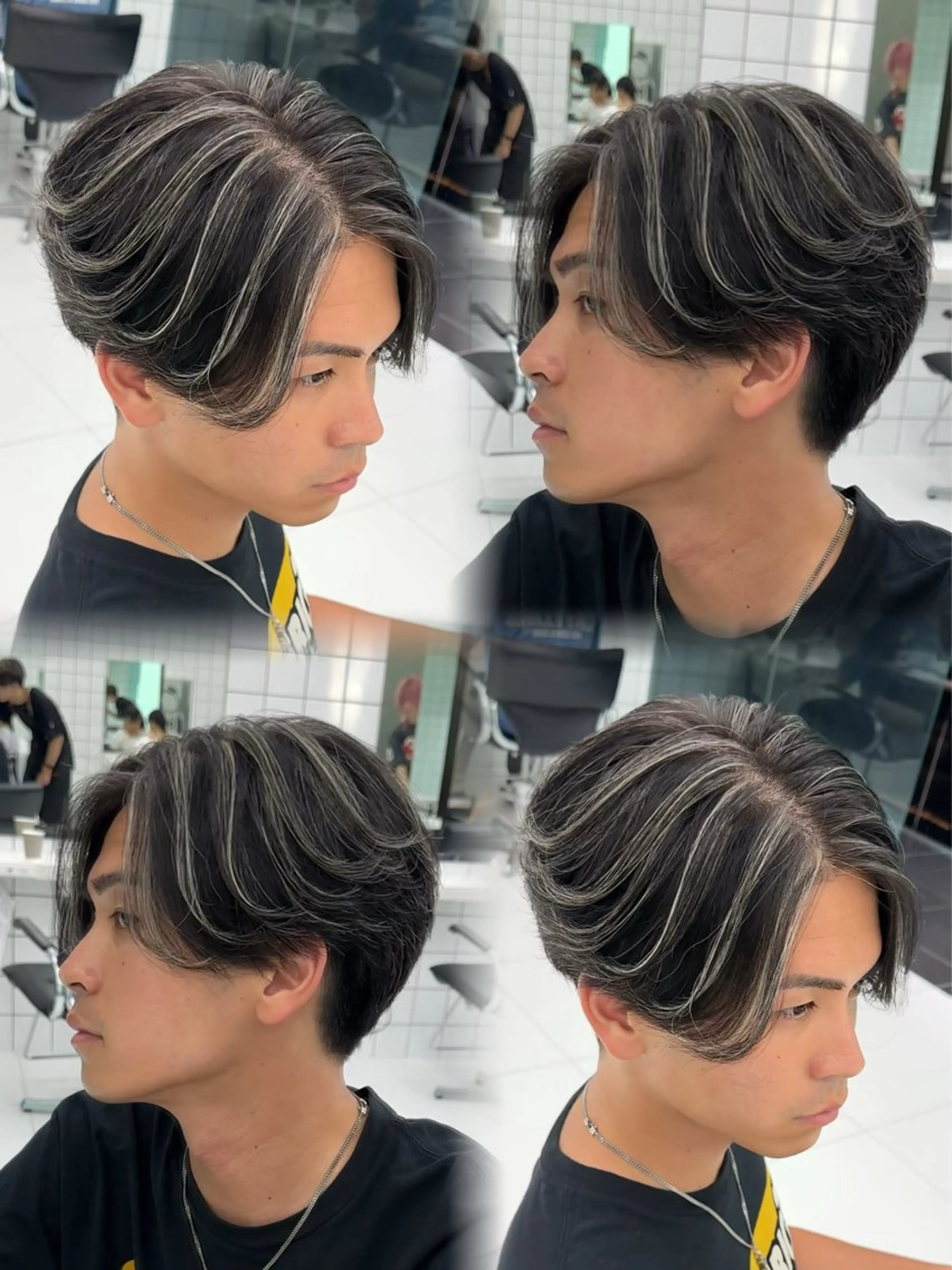 メンズ メンズハイライト メンズメッシュ カット ヘアカラー 白髪ぼかしメッシュ/ 大人メッシュ/ゆうとのヘアスタイル