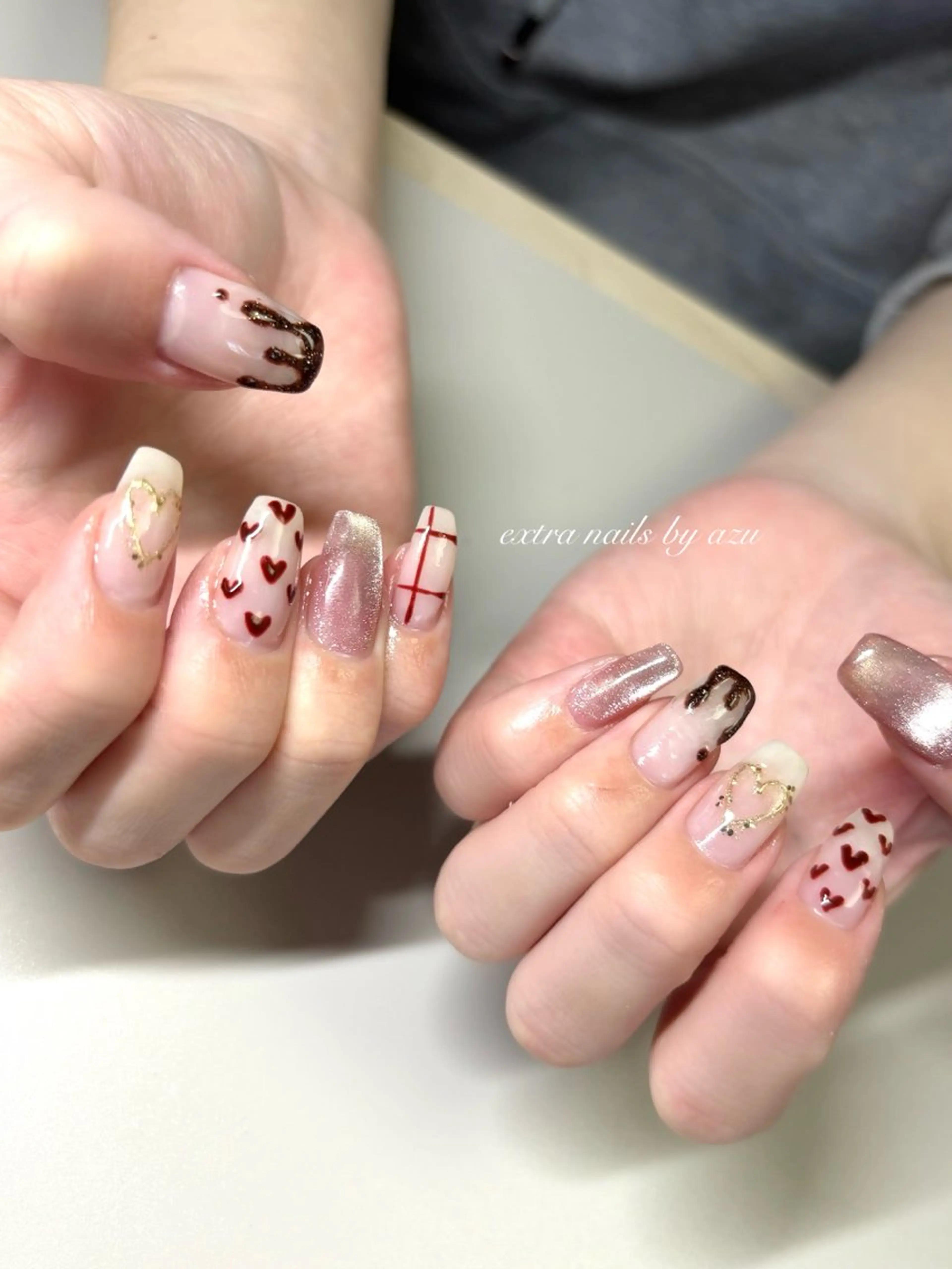 ネイル バレンタイン ハンドネイル extranails /wax　azuのネイルデザイン