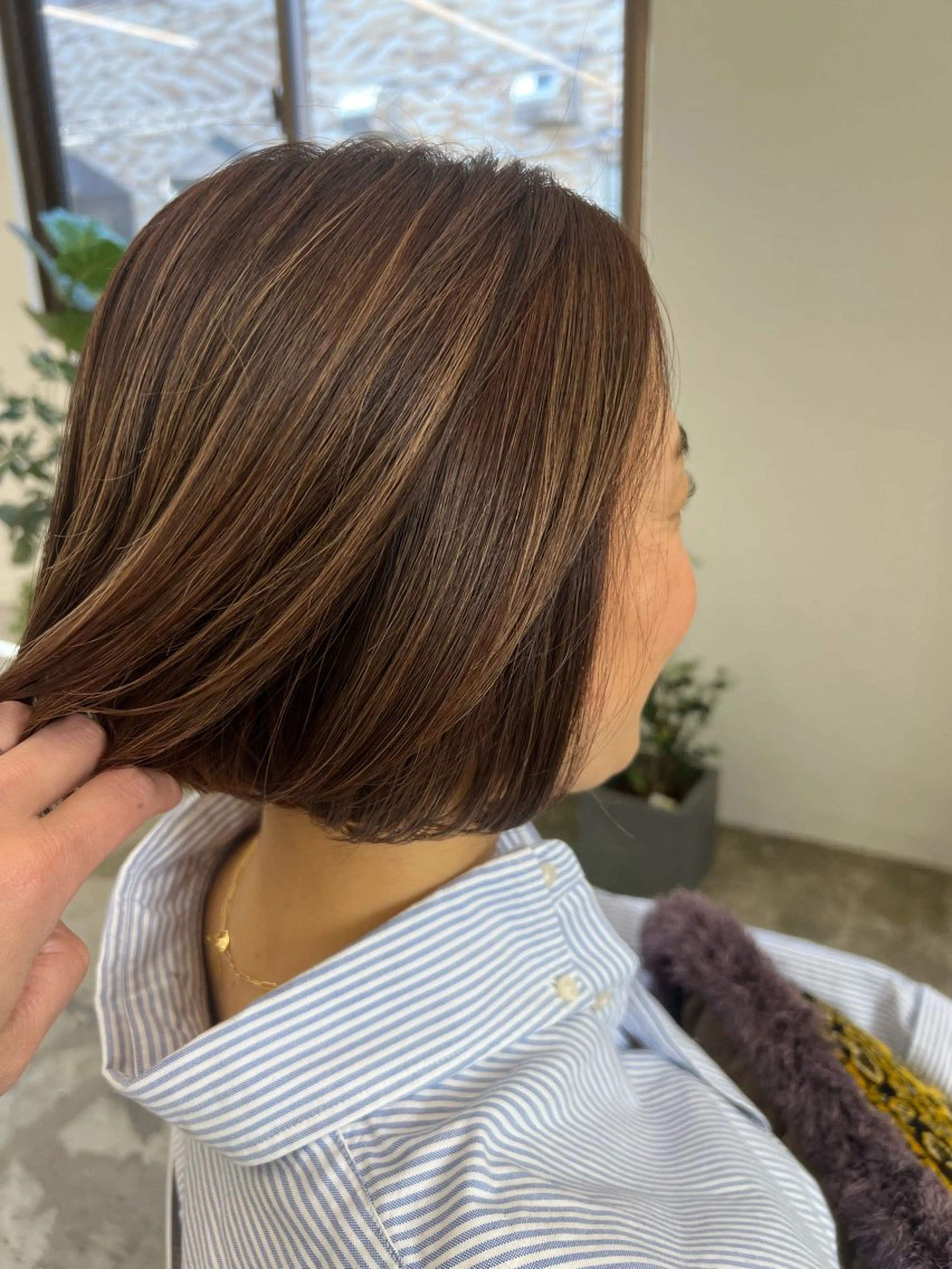 ショート カラー ブリーチ ブラウンカラー 透明感カラー ハイライトカラー ピンクカラー Lann HAIR MAKE所属・ボブショート/岩崎 明生のヘアスタイル