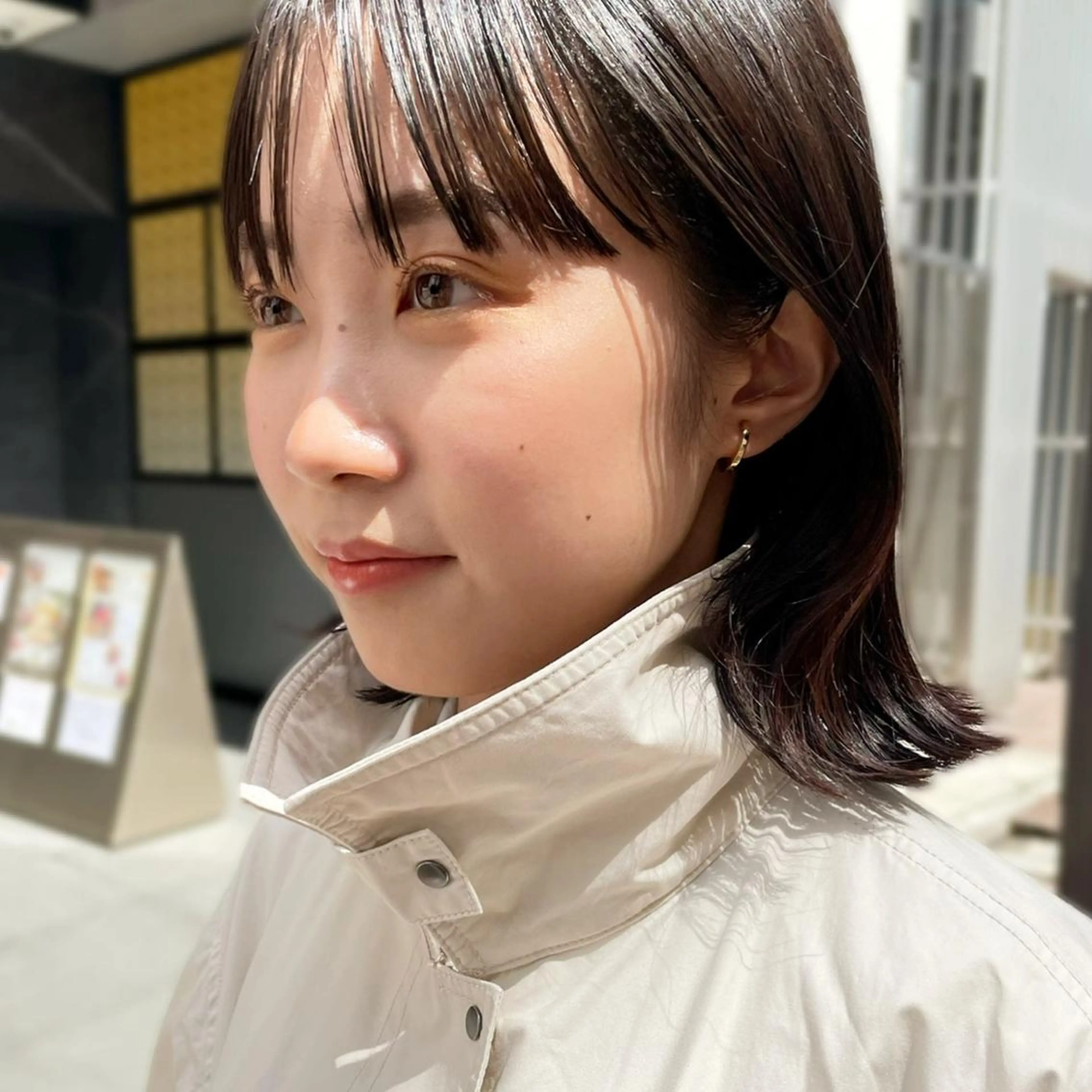 ミディアム カラー ヘアアレンジ カット ヘアカラー トリートメント ヘッドスパ ヘアセット 【柔らか透明感✨/ 似合せ前髪】大石葉月のヘアスタイル