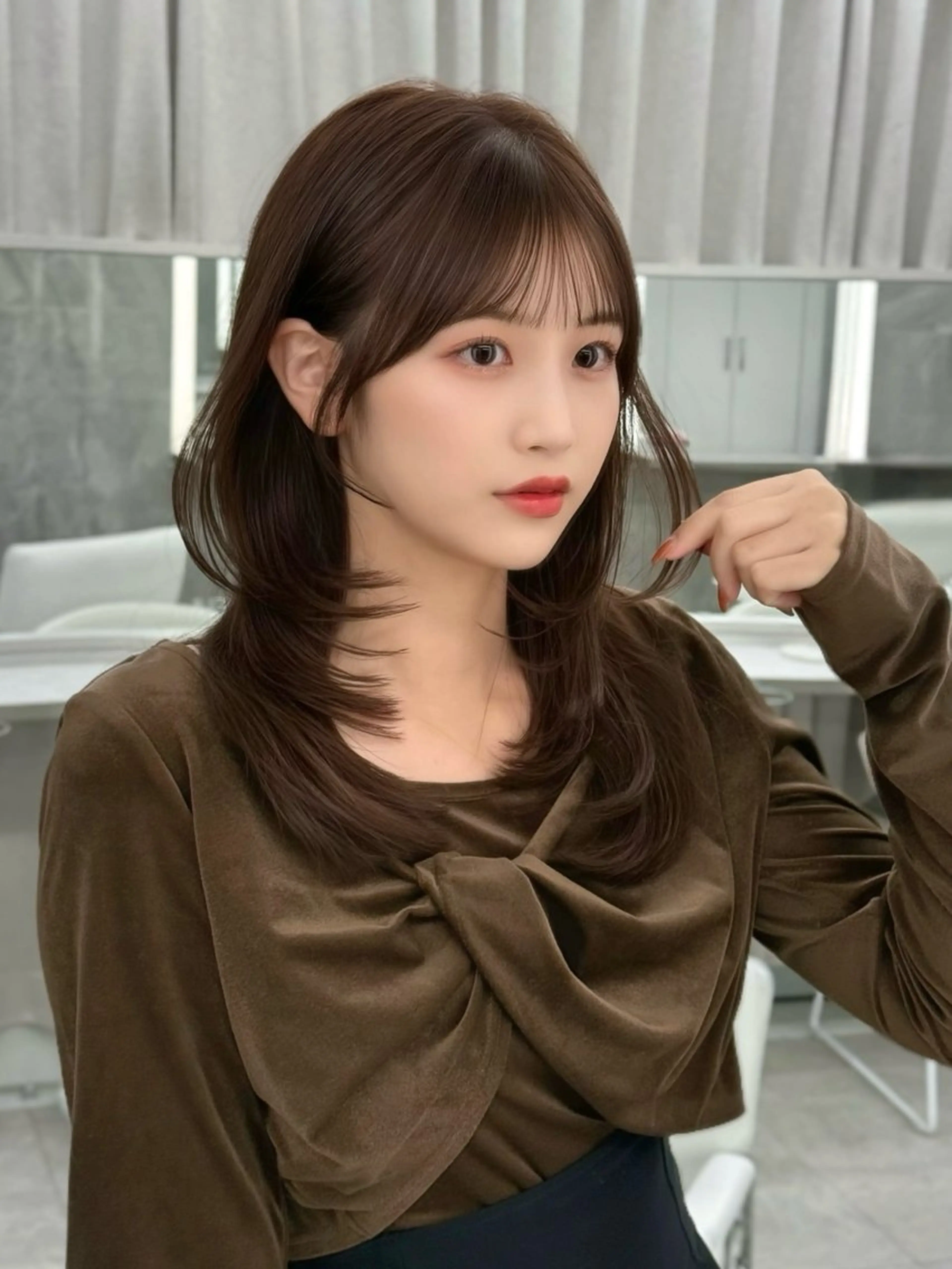 ミディアム カラー カット ヘアカラー トリートメント MAEUL luna所属・前髪顔周り/レイヤー 韓国/桔川恒のヘアスタイル