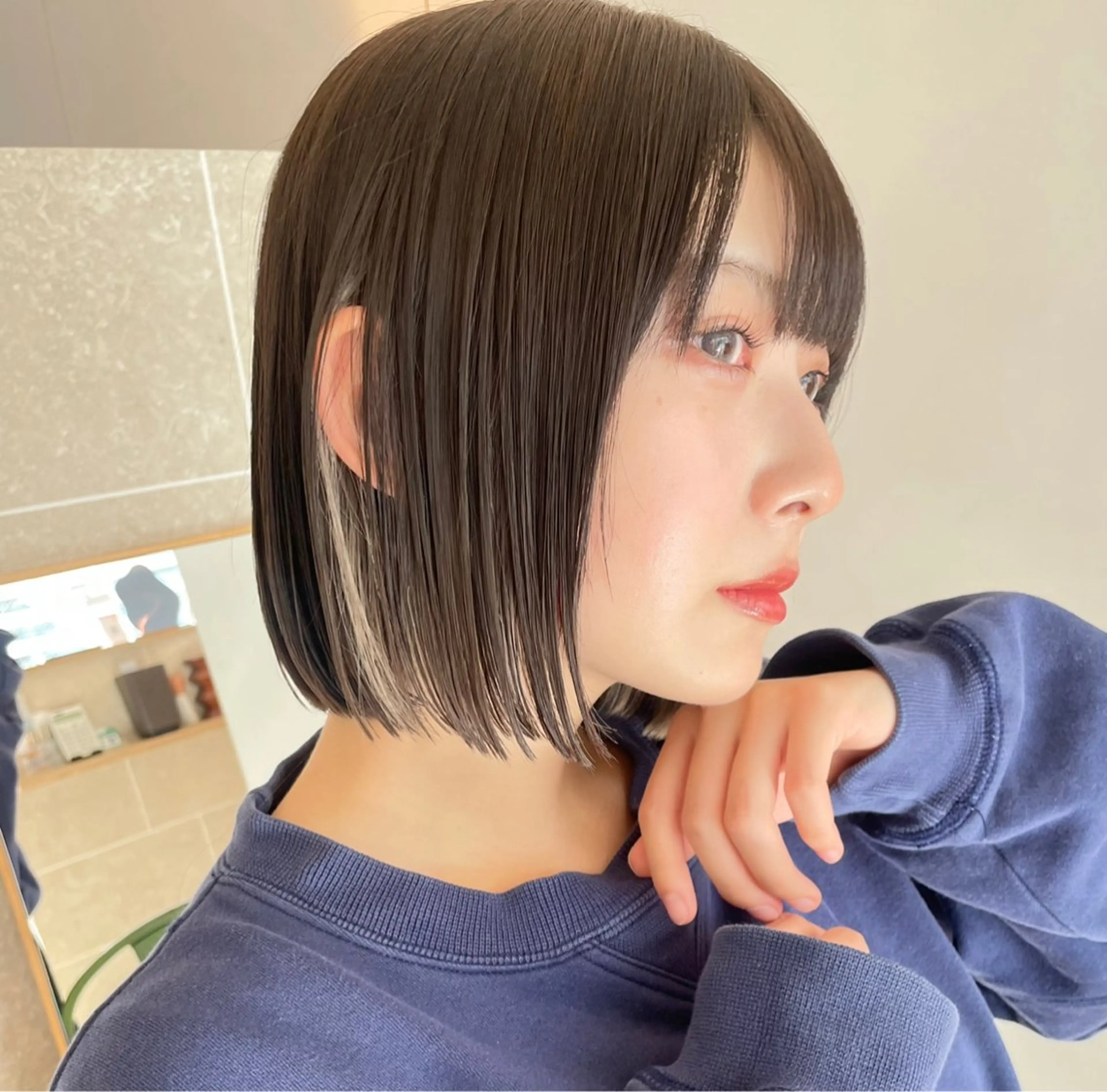 ショート カラー ベージュカラー イヤリングカラー ホワイトベージュ ボブ トリートメント/ セット/池袋/あつしのヘアスタイル