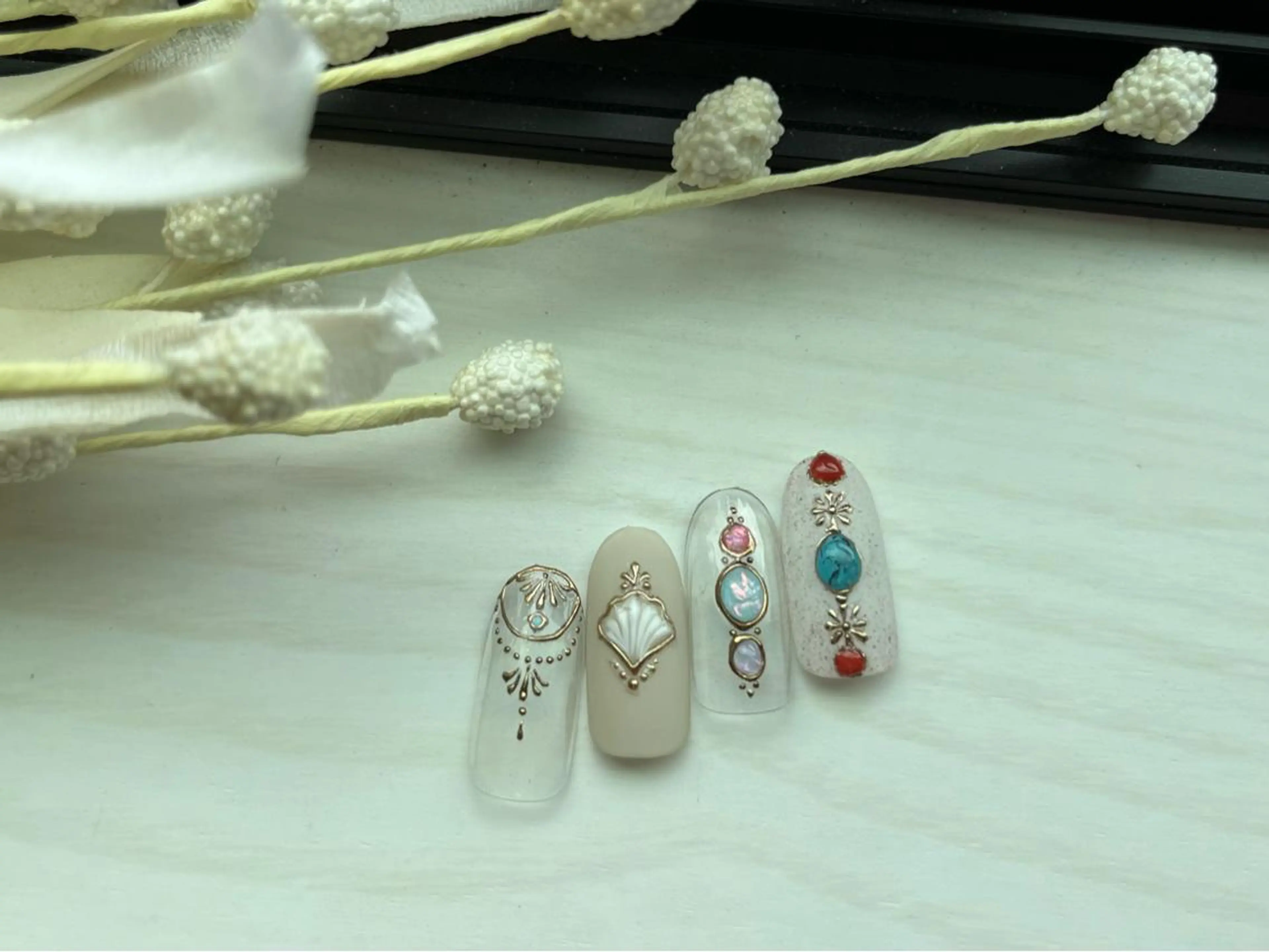 ネイル アートネイル 大理石ネイル(マーブル) ミラーネイル Nailsalon E's cafeのネイルデザイン