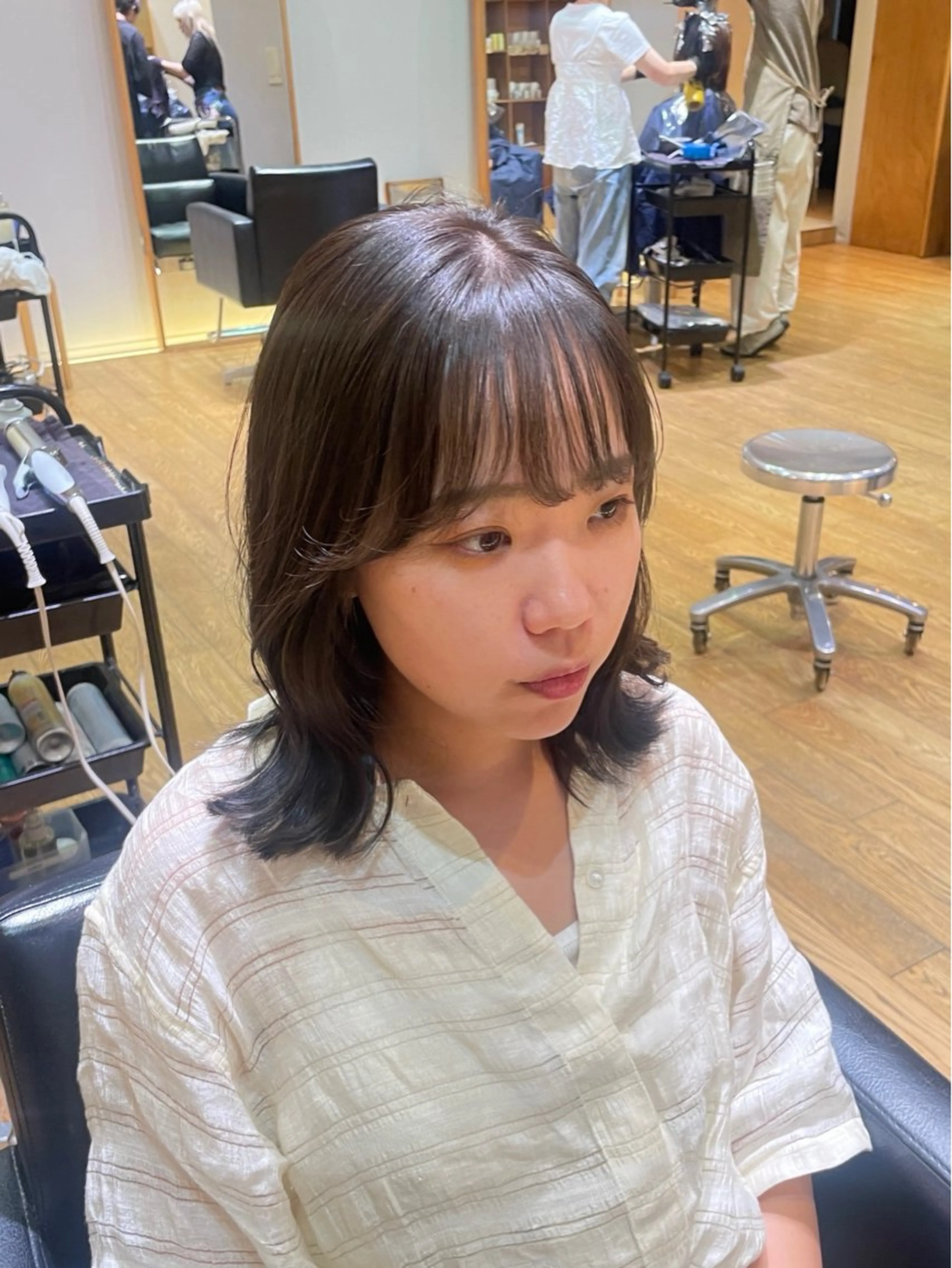 ミディアム カラー 透明感カラー オレンジ ヘアカラー mixパーマ/暖色 カラー/ひかるのヘアスタイル