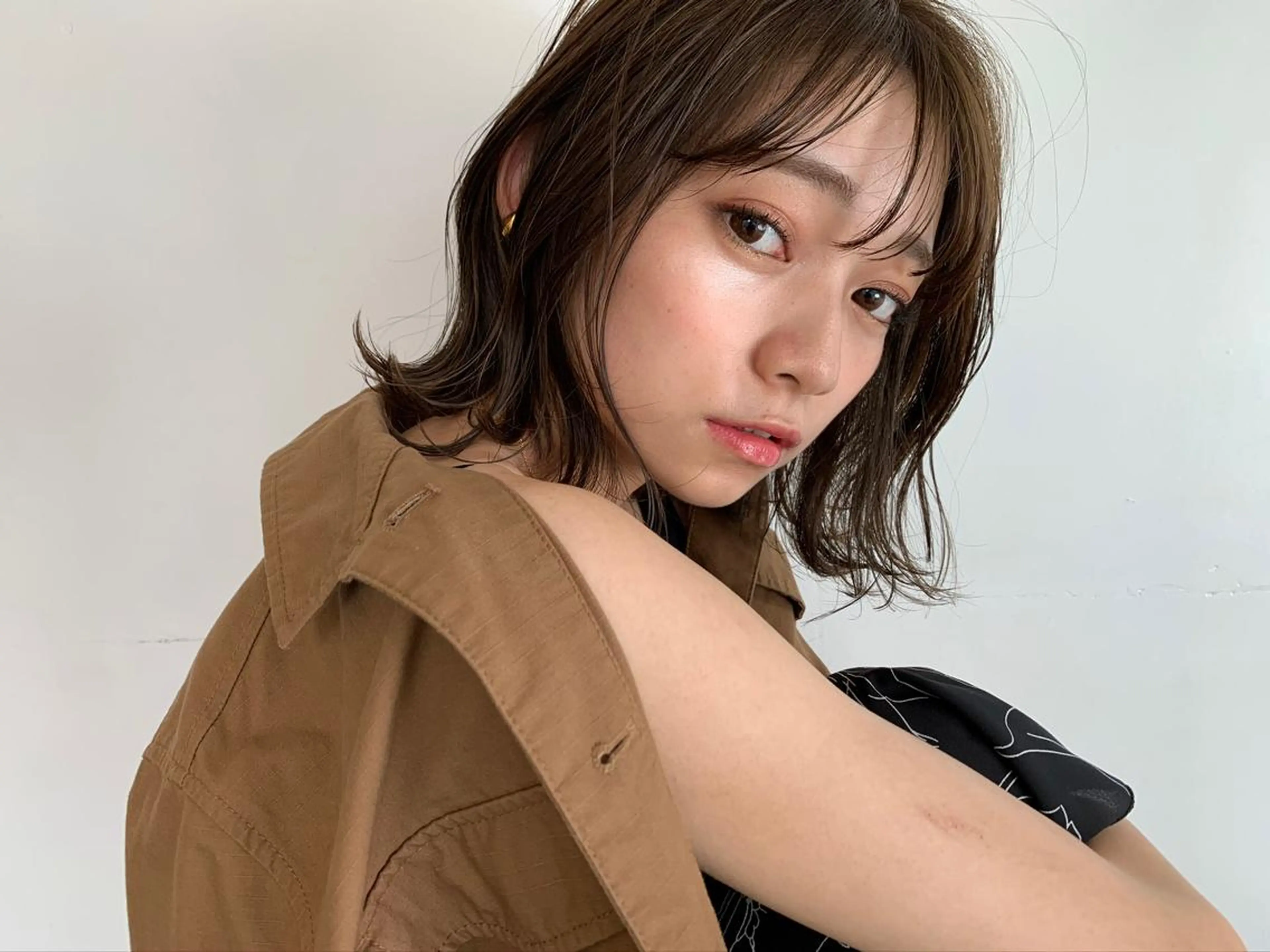 ミディアム ボブ カット ヘアカラー フリーランス　美容師 cayocoのヘアスタイル