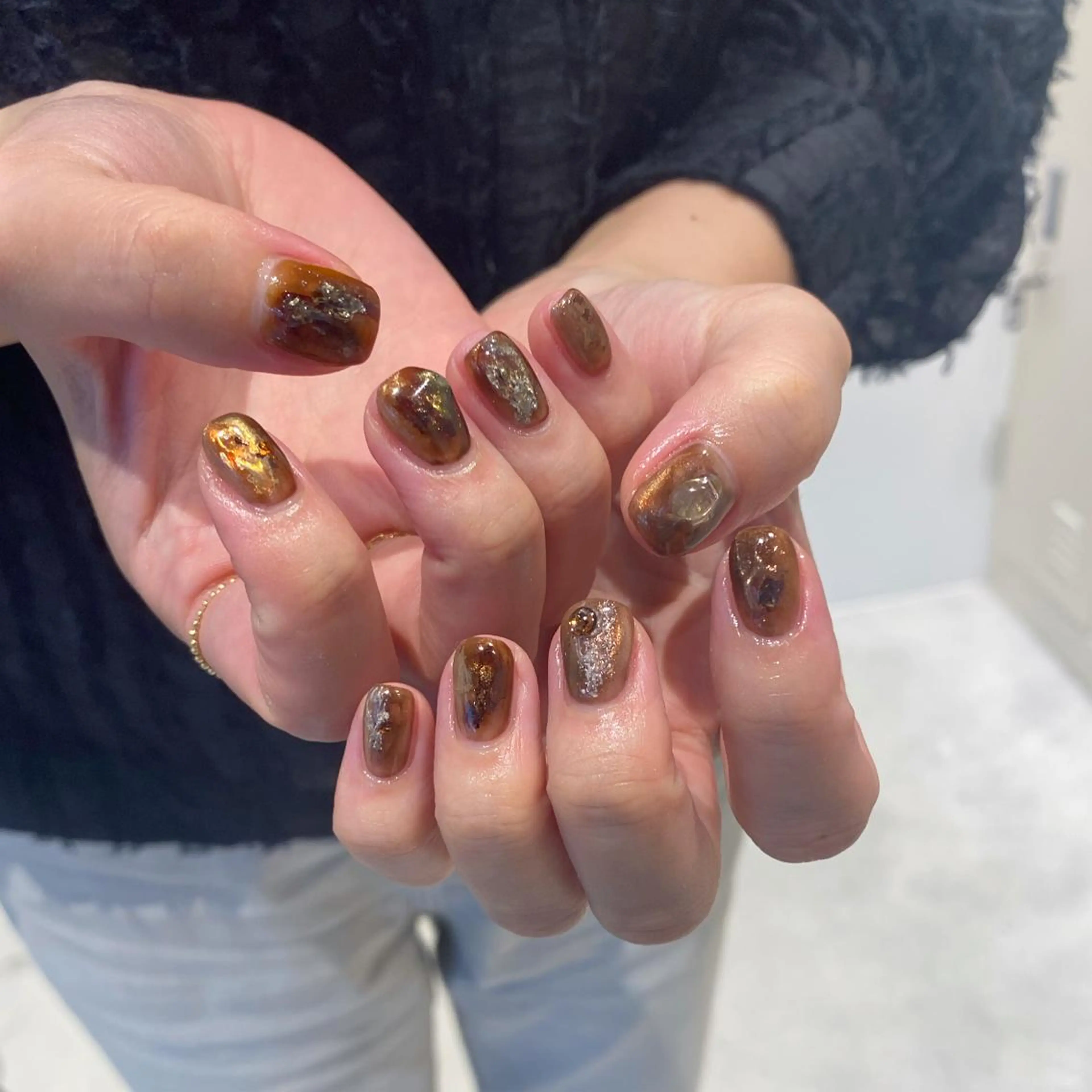 ネイル ブラウン ハンドネイル nable.所属・望月 実莉のネイルデザイン