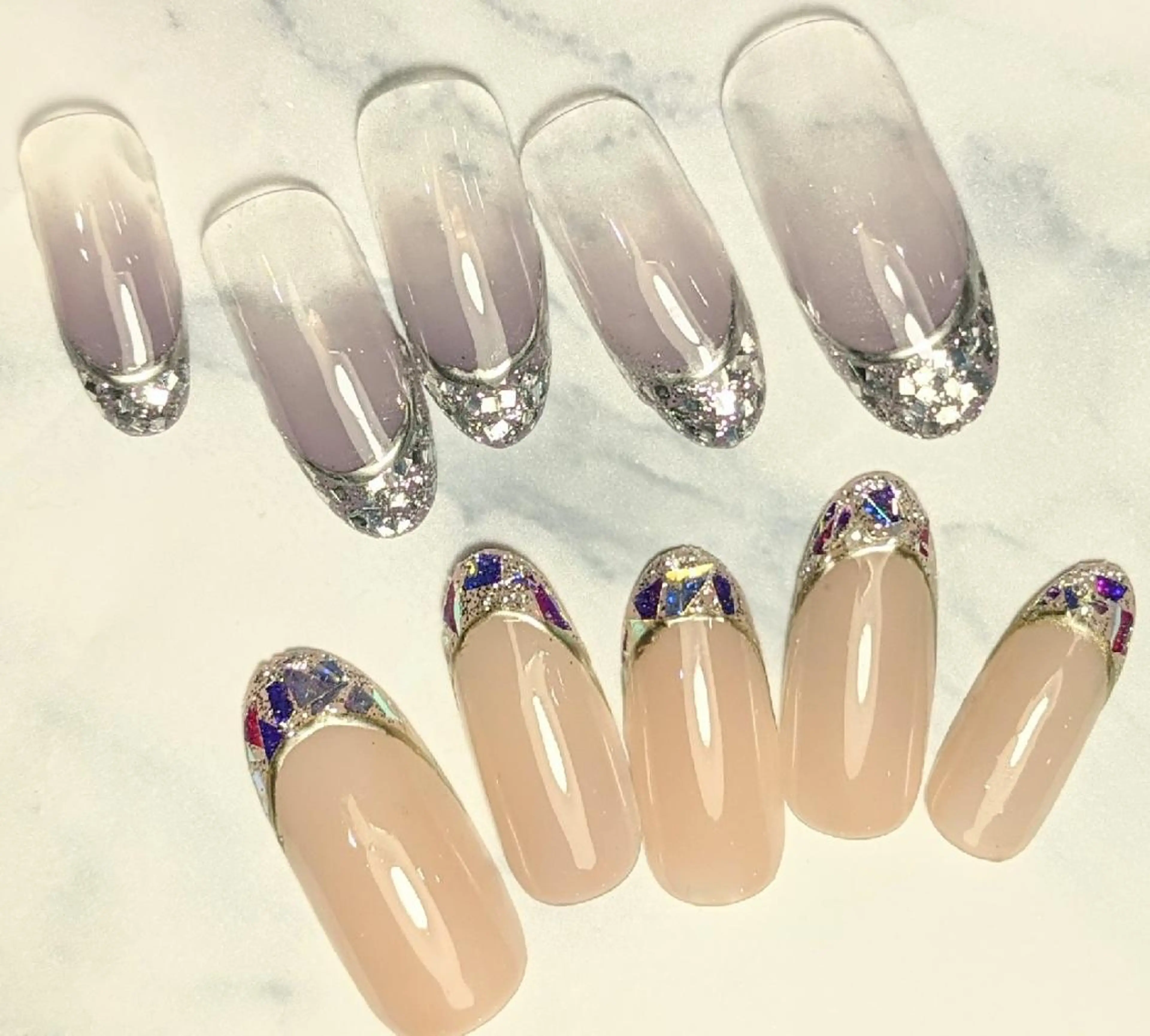 ネイル クリアネイル フレンチネイル ガラスフレンチ 2B__nails ニービー京都伏見区のネイルデザイン