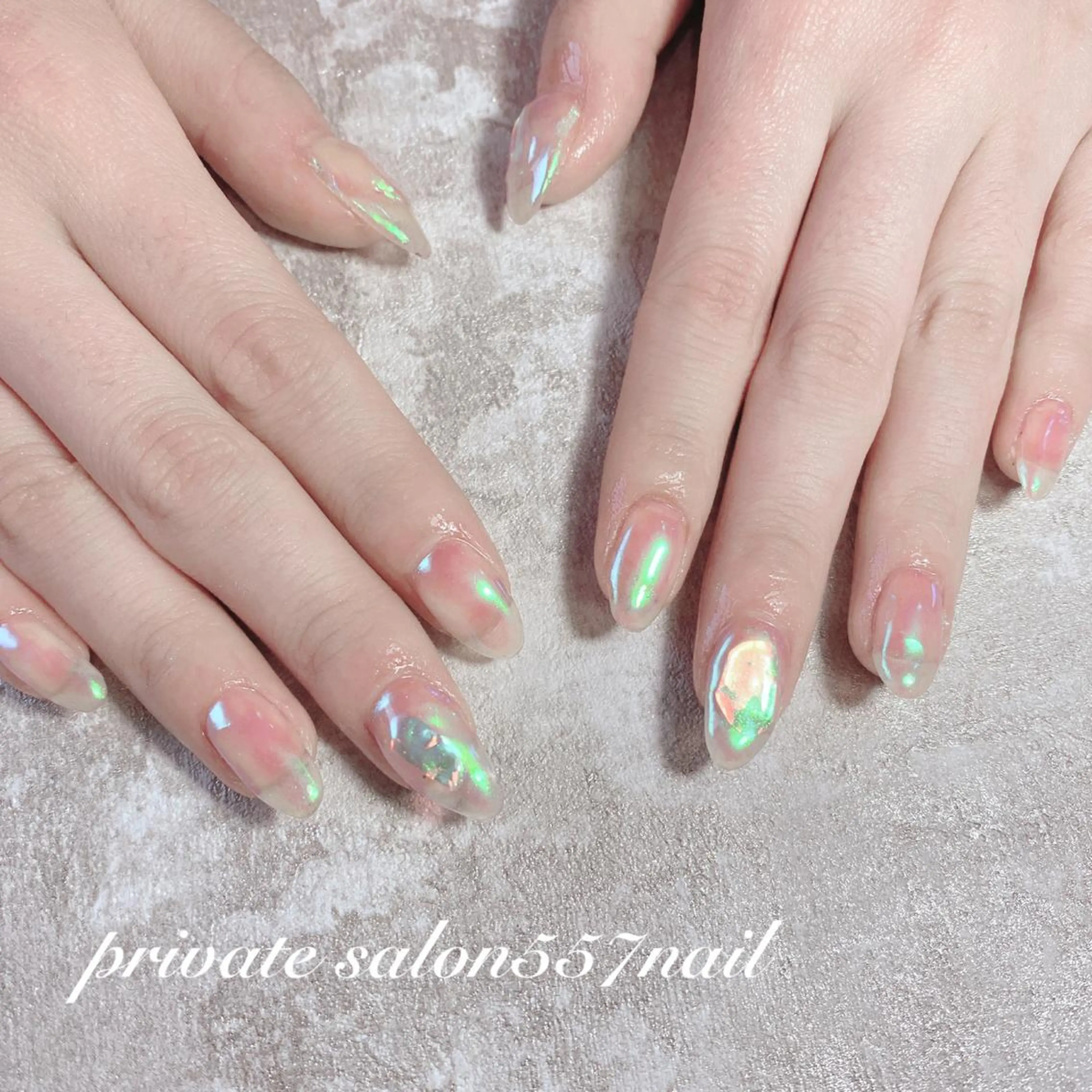 ネイル 氷ネイル・うるうるネイル ハンドネイル 557 nailのネイルデザイン