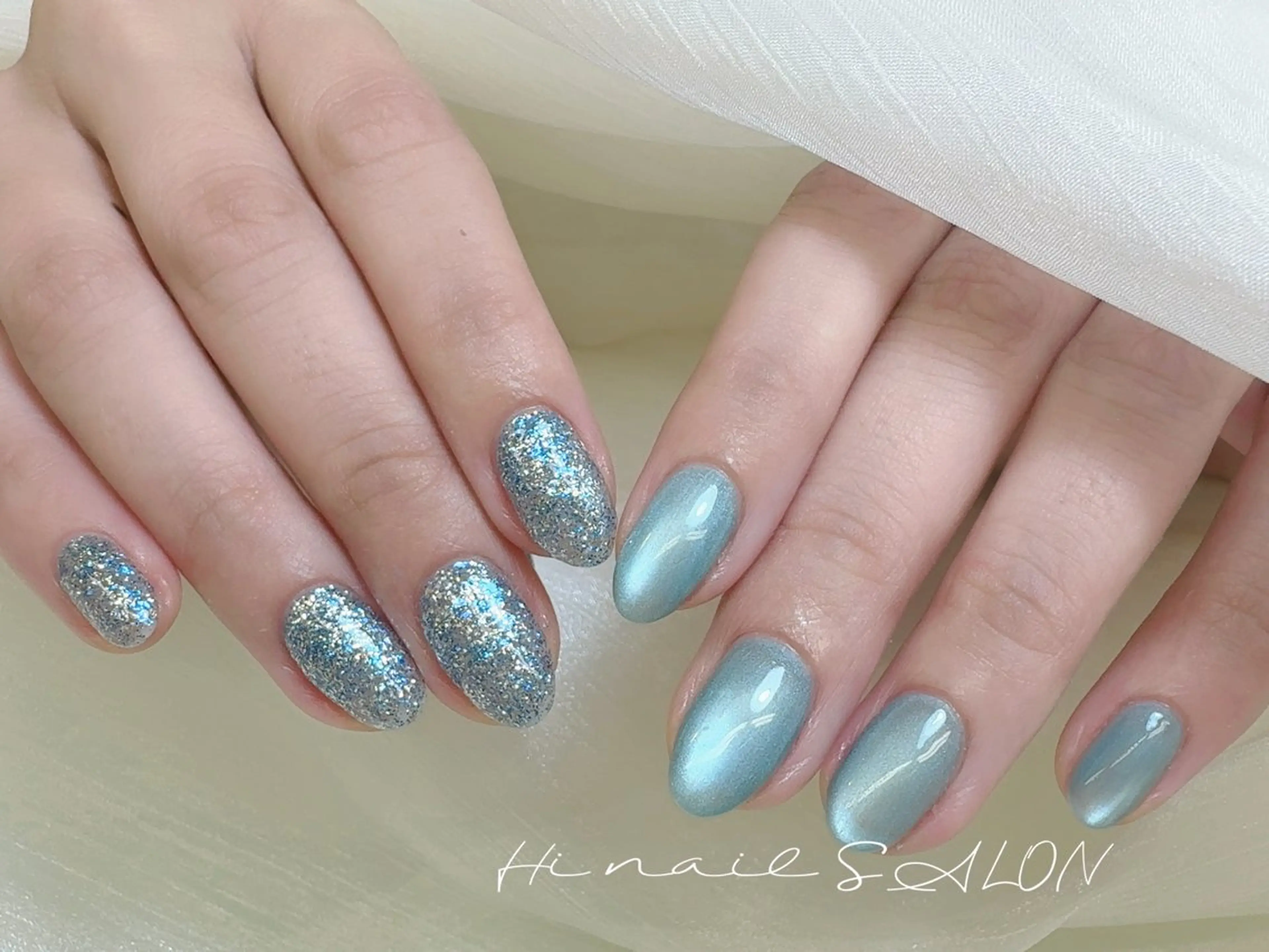 ネイル フラッシュネイル フットネイル フレンチネイル ジェルネイル ガラスフレンチ ハンドネイル Hi nail Miyuki池袋東口のネイルデザイン