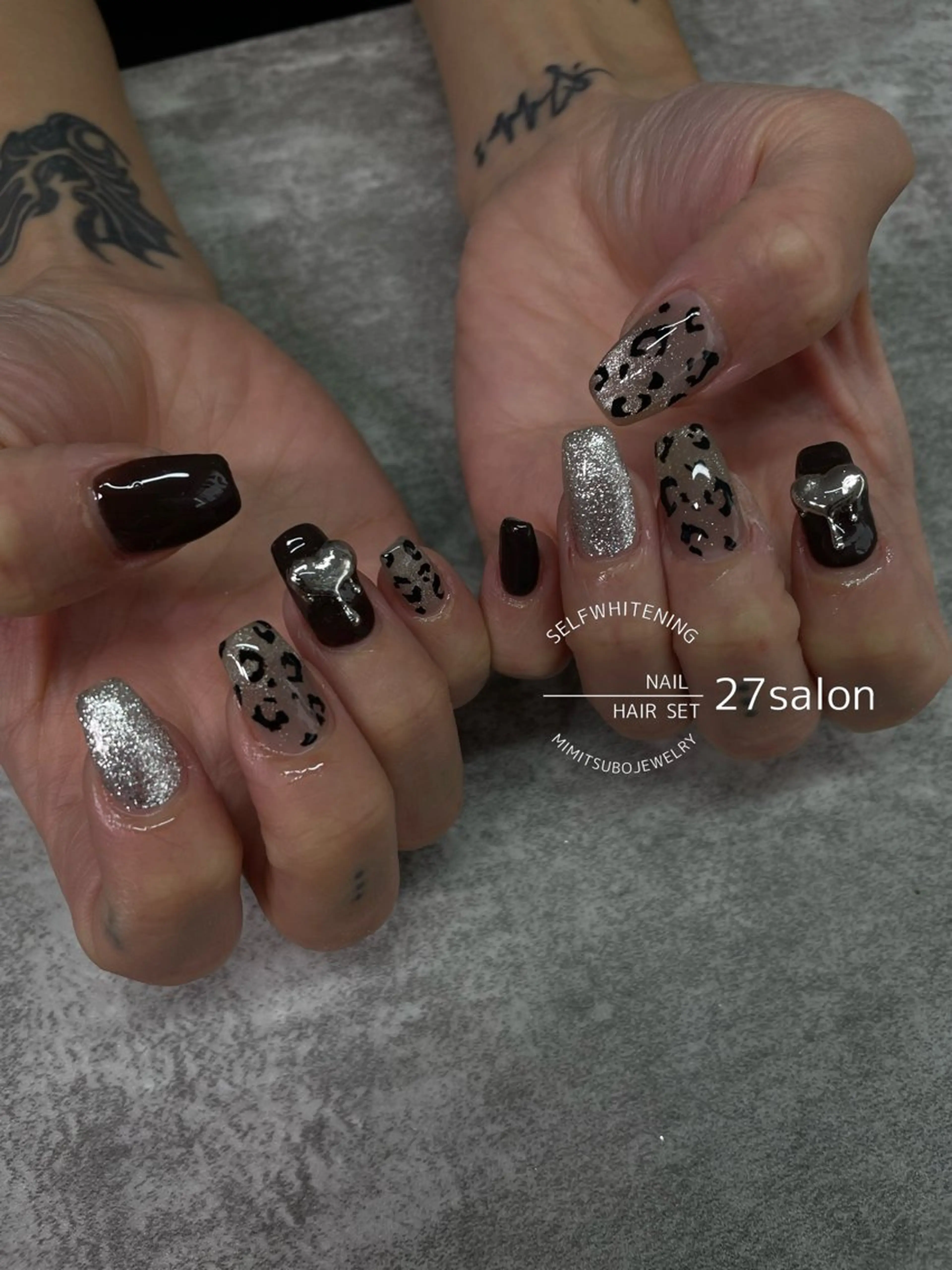 ネイル アニマル柄 マグネットネイル ハンドネイル 27salon yuinaのネイルデザイン