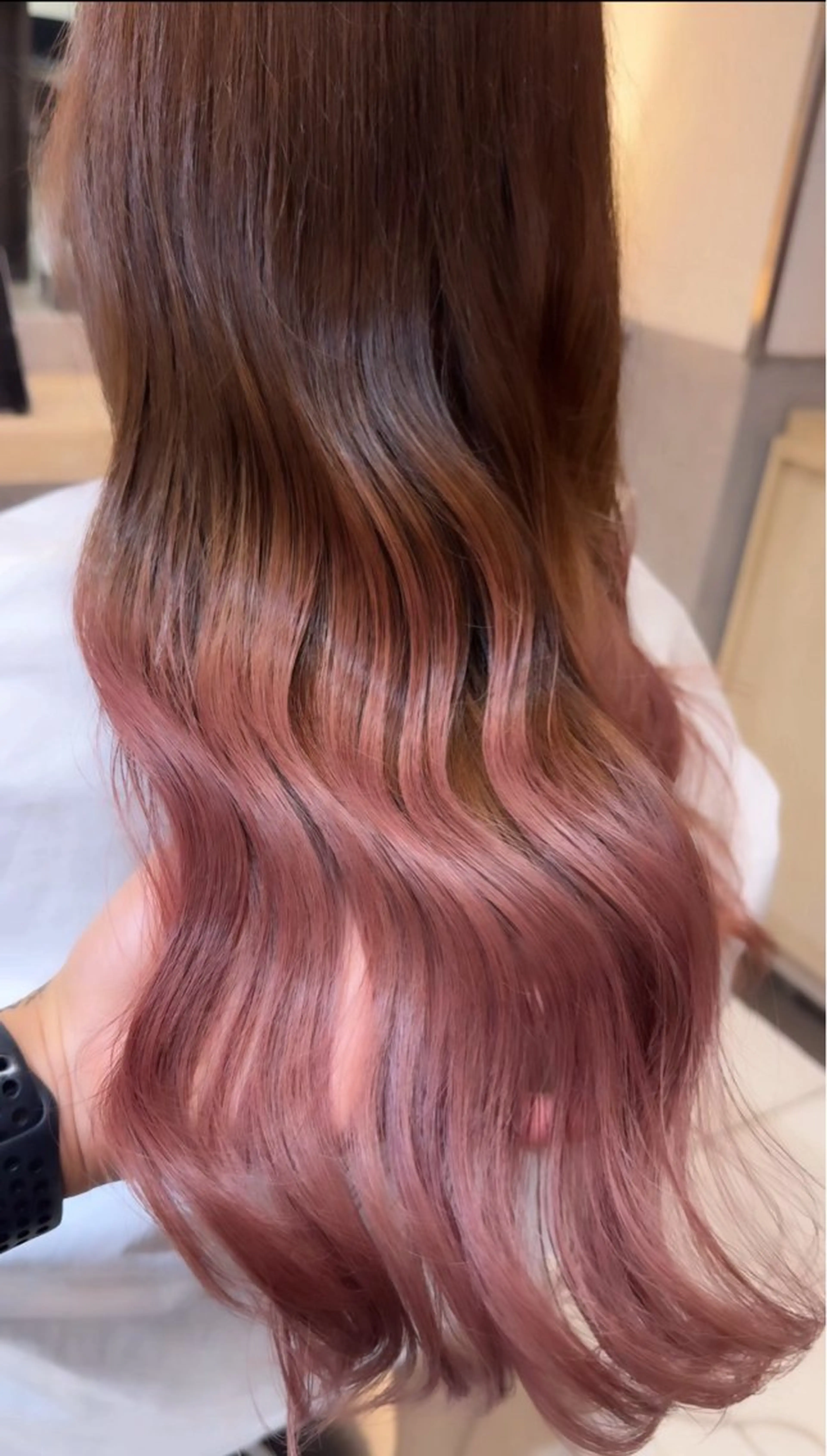 ロング カラー ベージュカラー ピンクカラー ピンクベージュ カット ヘアカラー トリートメント beaute錦糸町 🦖⋆͛yuka💚のヘアスタイル